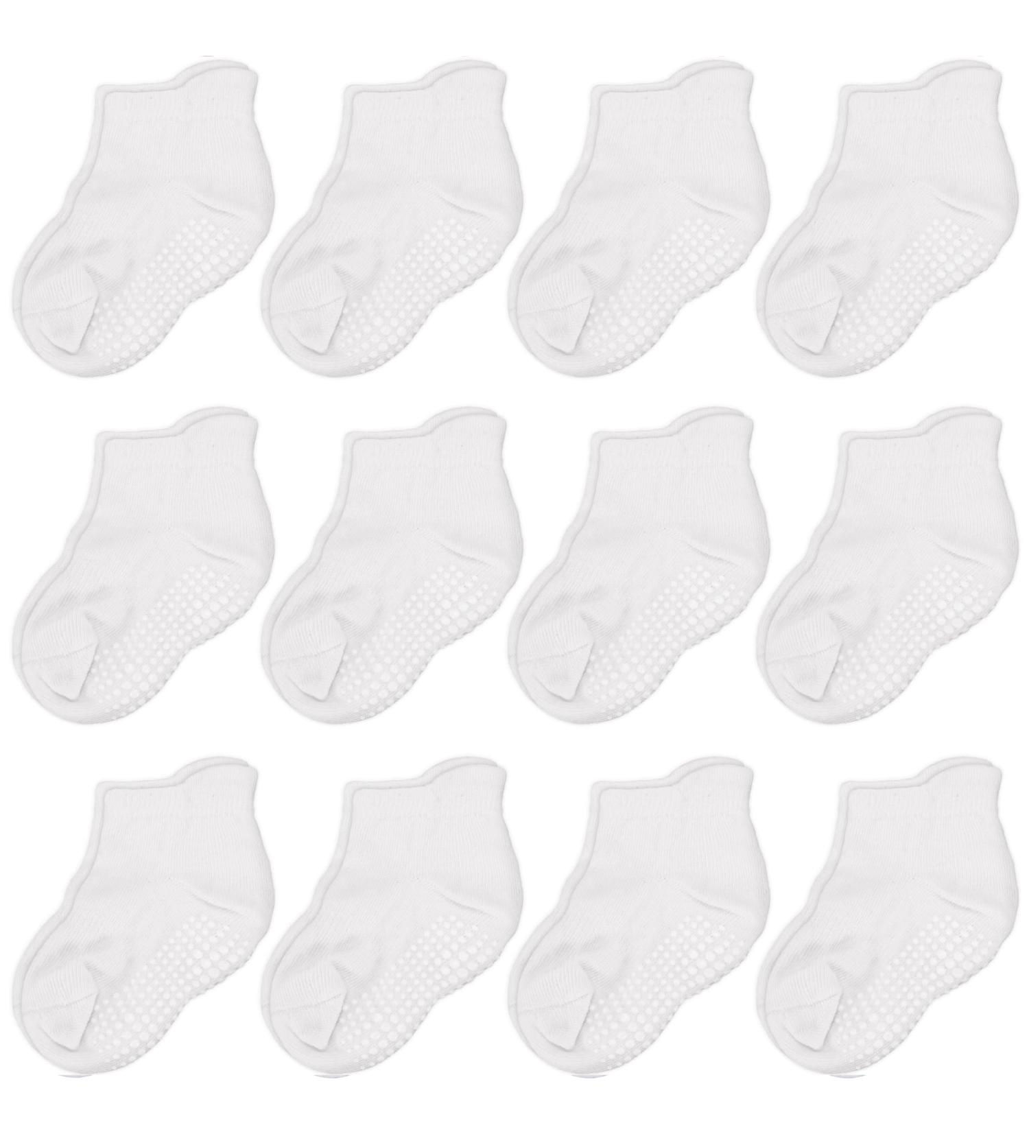 CozyWay Baby Non-Slip Toddler Socks with Grippers, Ankle Style - 3-5 Years, White 12 Pairs - Buy Online on SooperMarket.com