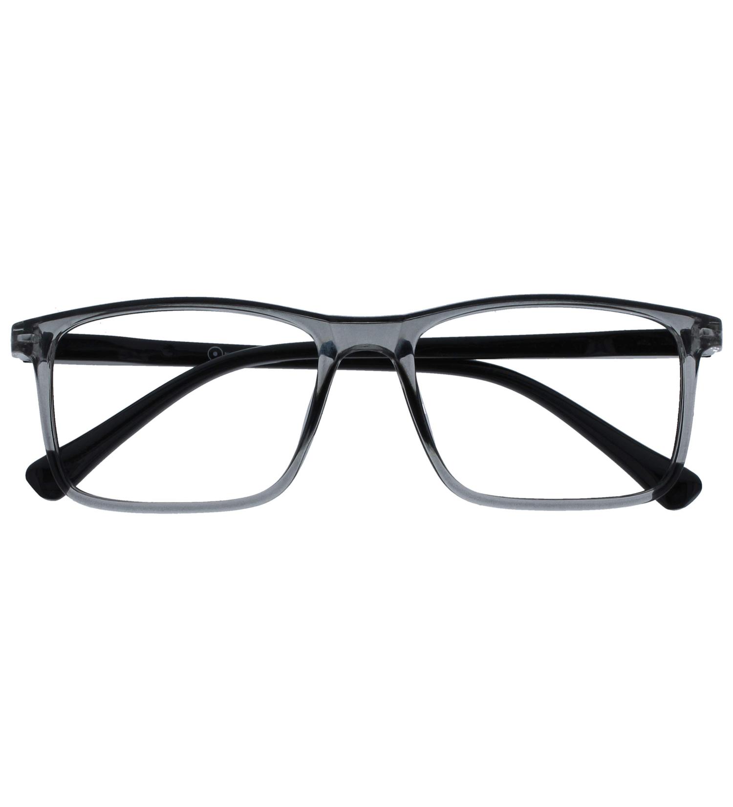 Buy Opulize Ink Large Rectangular Frame Glasses - Scratch Resistant Spring Hinges Gray Men s Eyewear | 1-Pack -1.00 Diopters - Buy Online on SooperMarket.com