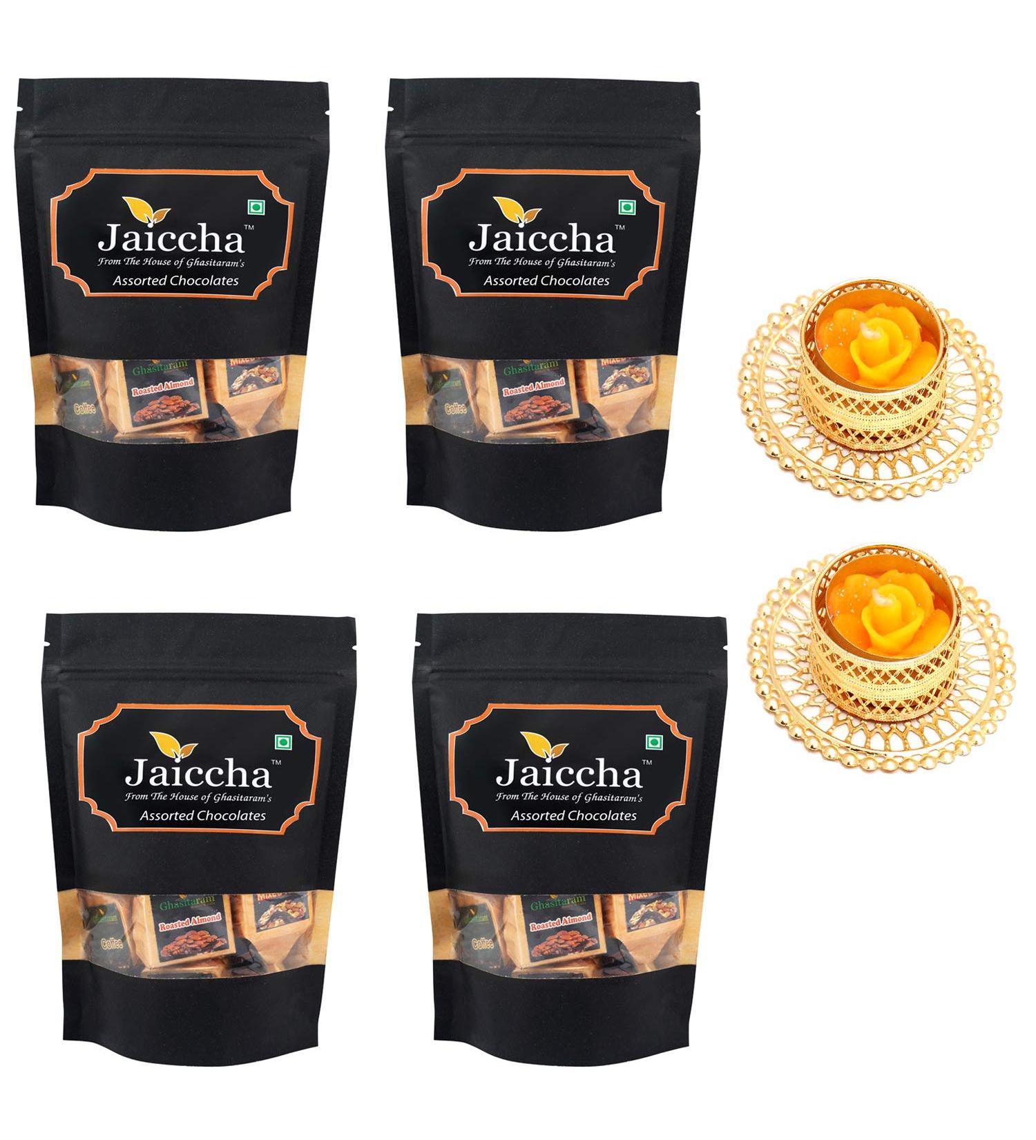 Jaiccha Ghasitaram Diwali Gifts Chocolate - Assorted Chocolates 800 GMS with 2 T-Lites - Buy Online on SooperMarket.com