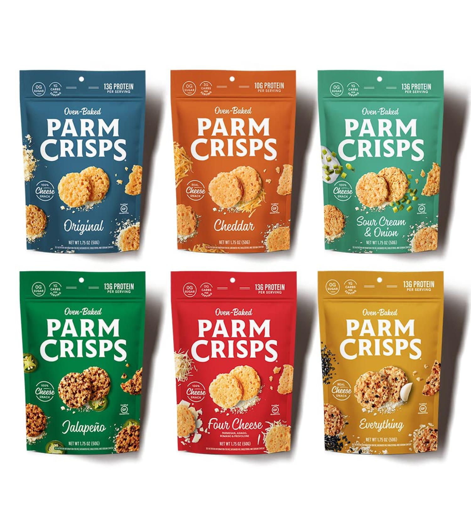 ParmCrisps - Oven Baked Keto-Friendly Cheese Snacks | Original, Sour Cream & Onion, Cheddar, Four Cheese, Jalapeno & Everything Flavors | High Protein, Low Carb, Gluten Free | 100% Real Cheese - Buy Online on SooperMarket.com