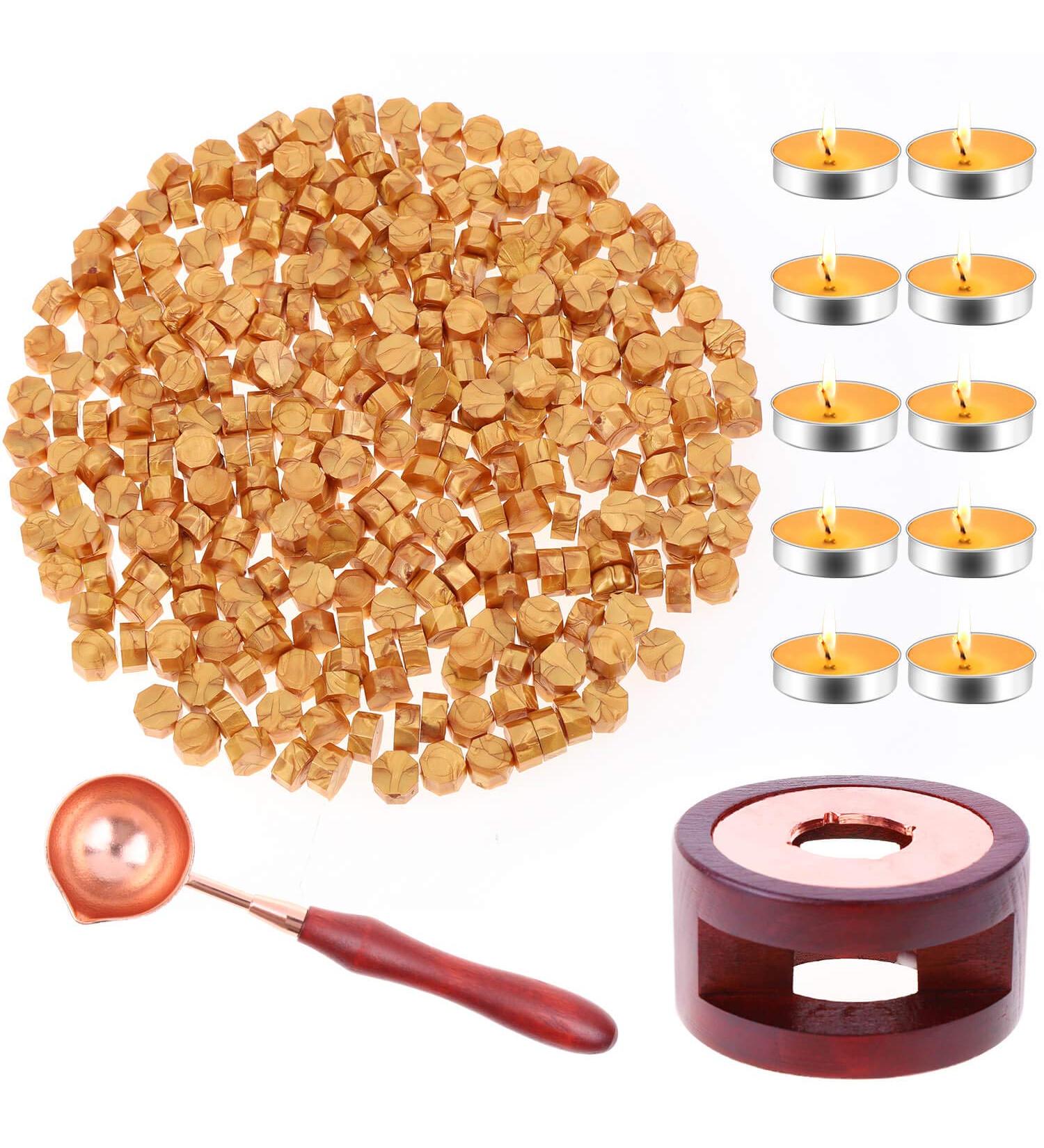 Sealing Wax  Paxcoo 312pcs Sealing Wax Kit with Wax Seal Beads  Wax Seal Warmer  Wax Spoon and Tealight Candles for Wax Stamp Letter Sealing Gold - Buy Online on SooperMarket.com