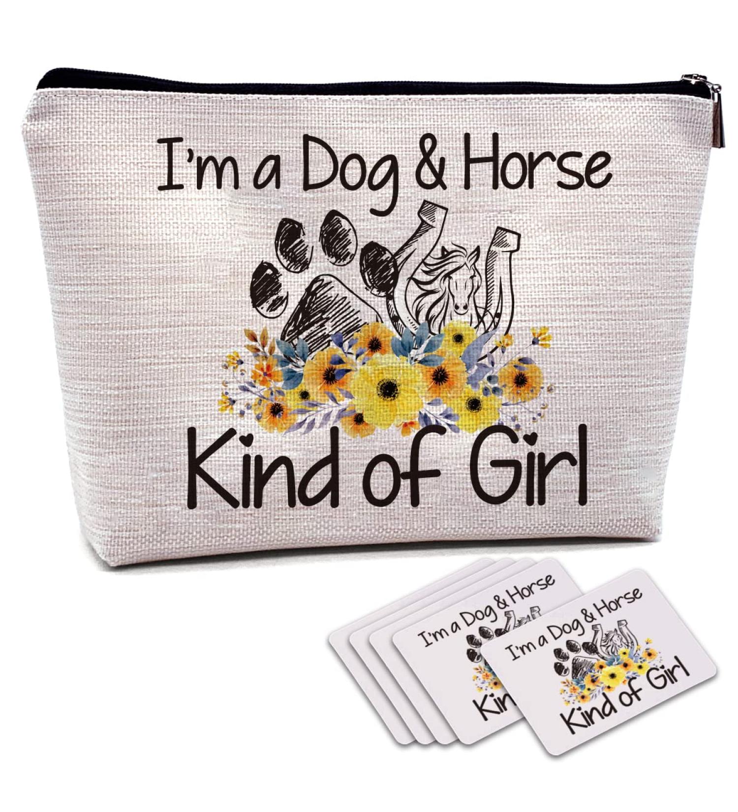 Horse Lover Gift Set: Horse Makeup Bag & Horseshoe Art - Dog & Horse Kind of Girl - Perfect Equestrian Gifts for Women & Teen Girls - Buy Online on SooperMarket.com