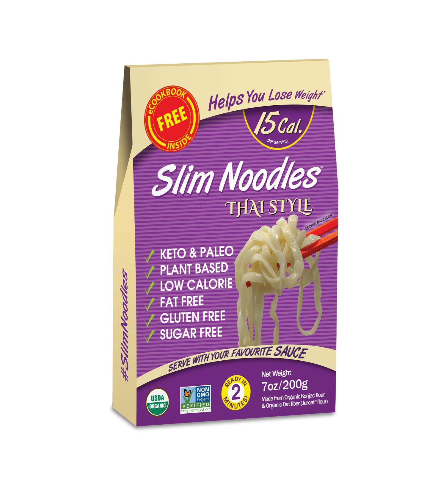Keto Organic Thai Style Noodles - Zero Carb Sugar & Gluten Free Shirataki Noodle Plant Base Vegan Diet Made of Konjac Flour & Oat Fiber | Healthy Instant Meal Ready to Eat (200g) Pack of 10 7 Ounce (Pack of 10) - Buy Online on SooperMarket.com