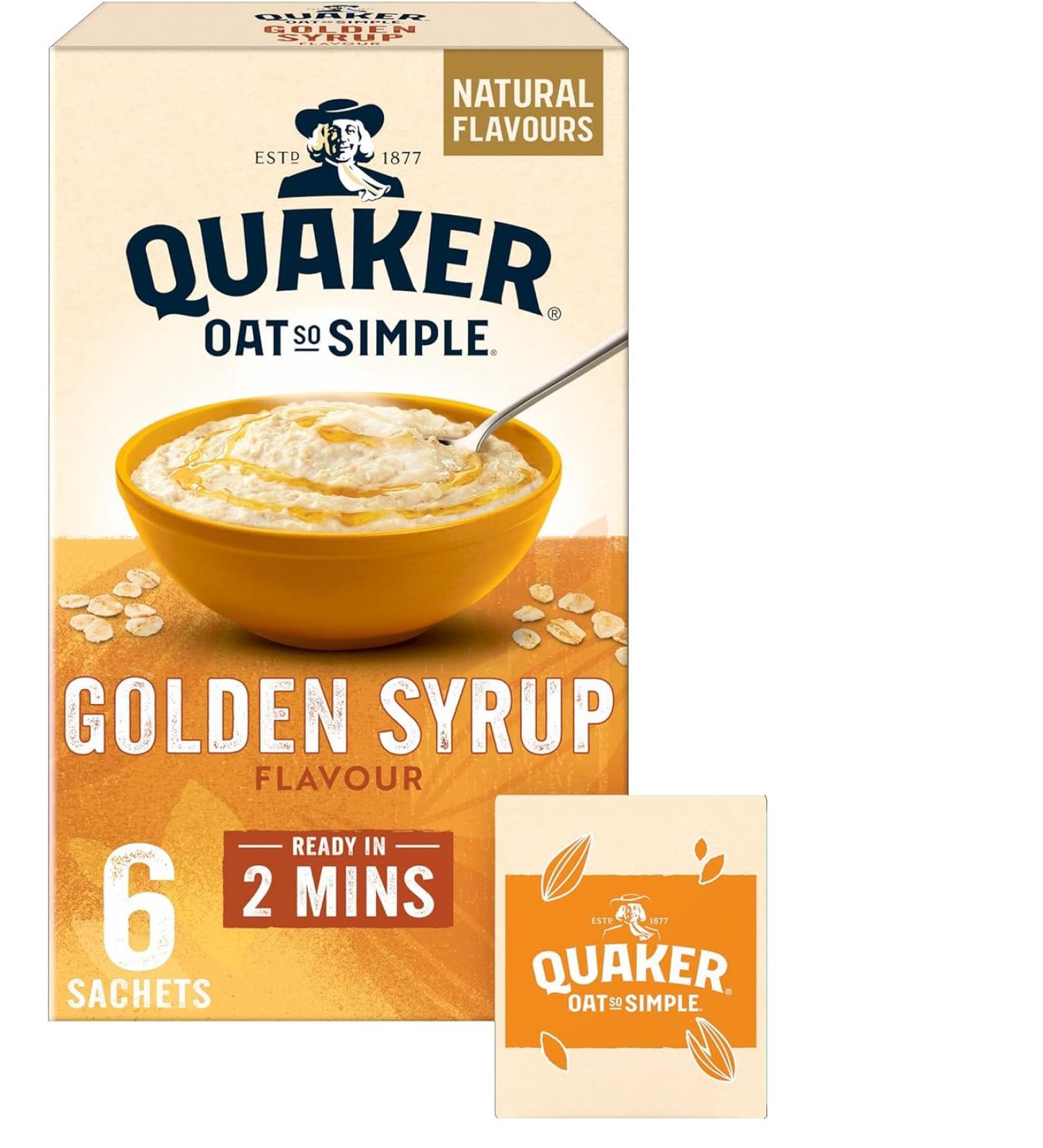 Quaker Oats So simple Golden Syrup Sachets (6 x 36g) - 2 Pack | 100% Wholegrain Golden Syrup Flavour Ready In 2 Mins Helps Lower Cholesterol. - Buy Online on SooperMarket.com