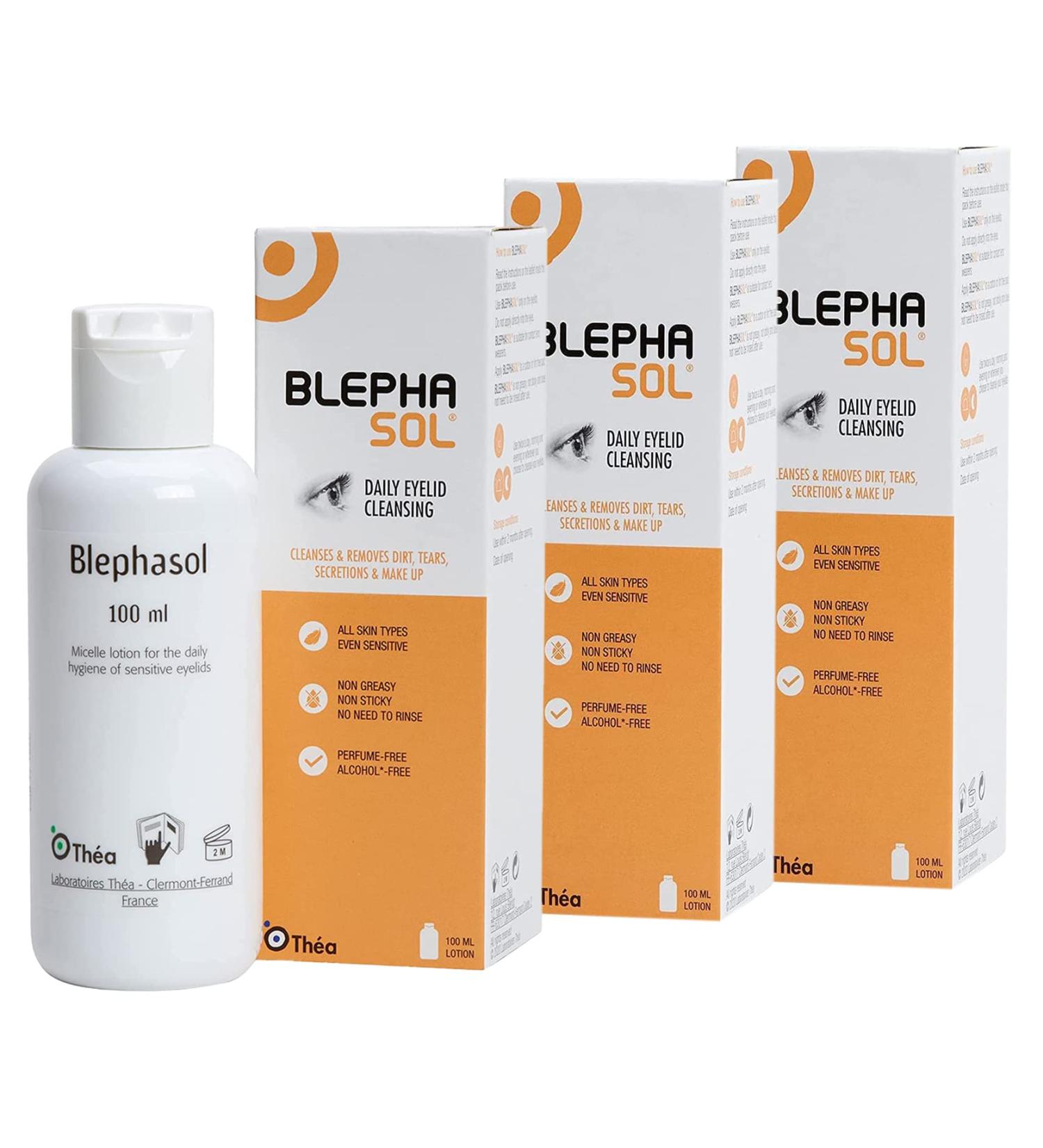 3 x Blephasol Micellar Eyelid Cleansing Lotion | Effective and Gentle Cleansing for Make-Up Removal Inflamed and Sensitive Eyelids | Soap & Alcohol-Free | Pack of 3 x 100ml - Buy Online on SooperMarket.com