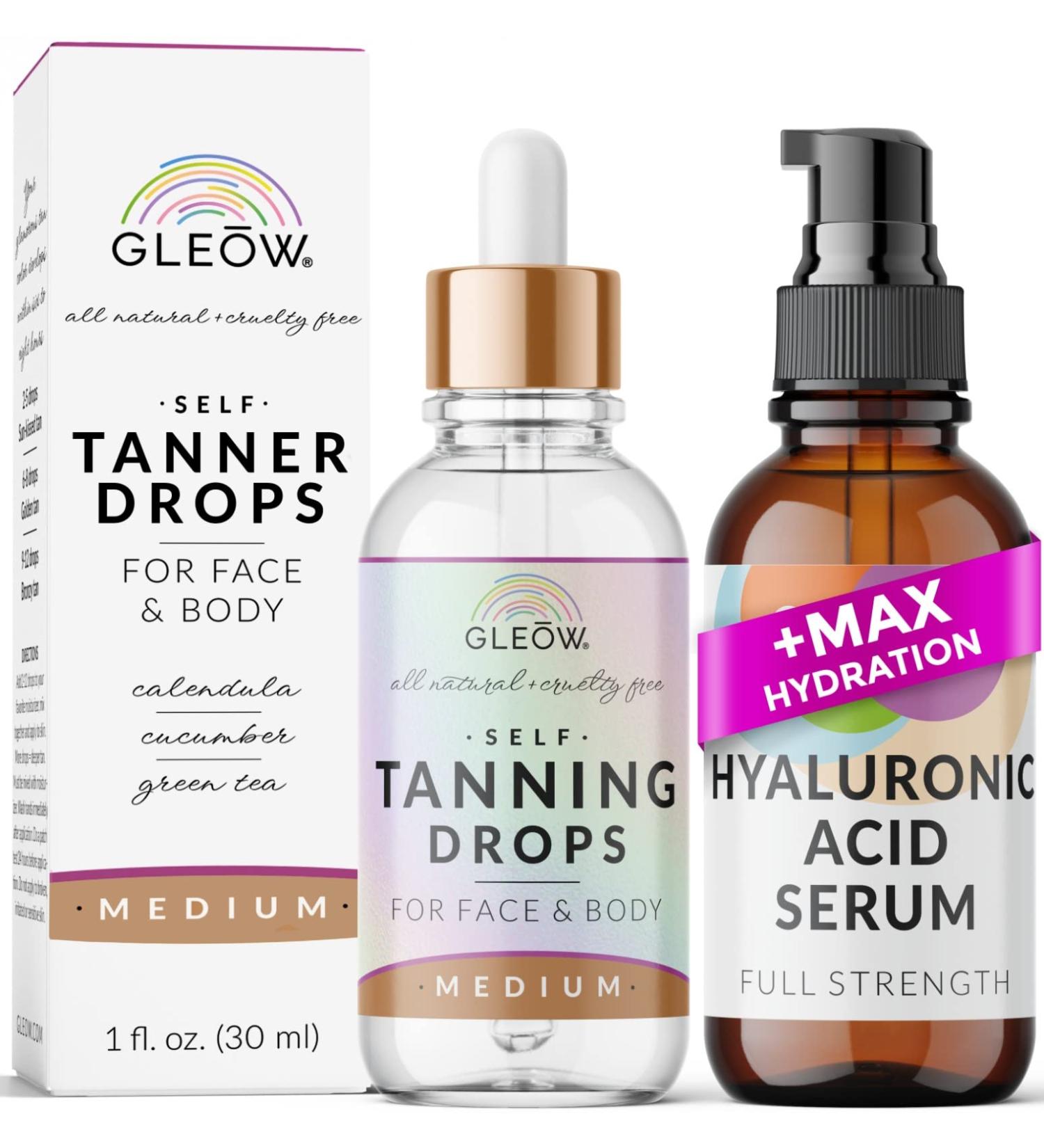 Sunless Self Tanner Drops for Face & Body with Hyaluronic Acid - Medium Tan - Buy Online on SooperMarket.com