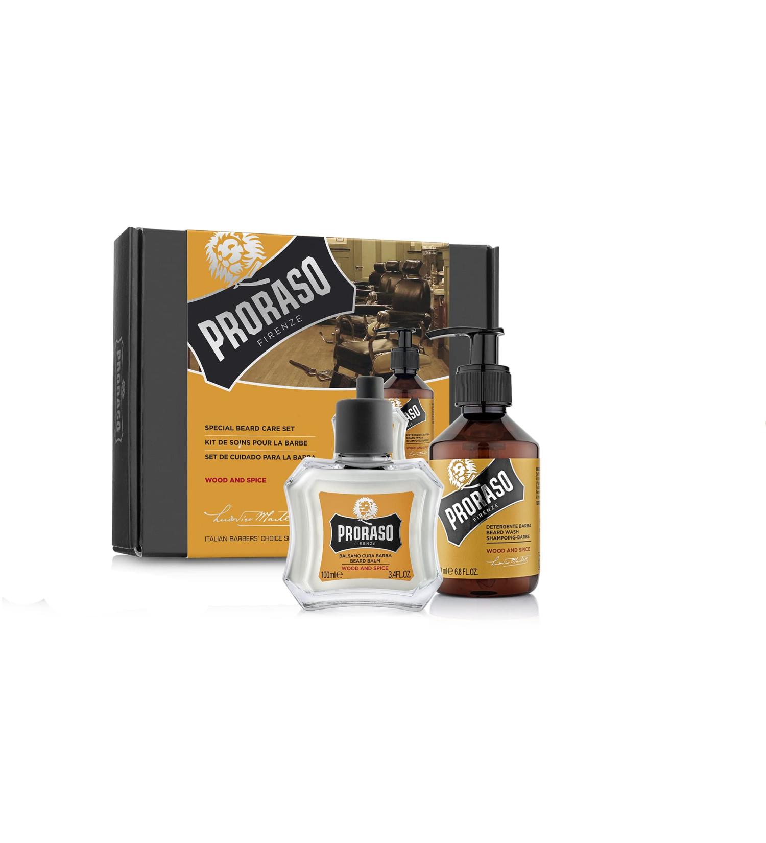 Proraso Beard Care Duo Kit - Best Beard Balm & Wash for New/Short Beards | Wood & Spice Scent - Buy Online on SooperMarket.com