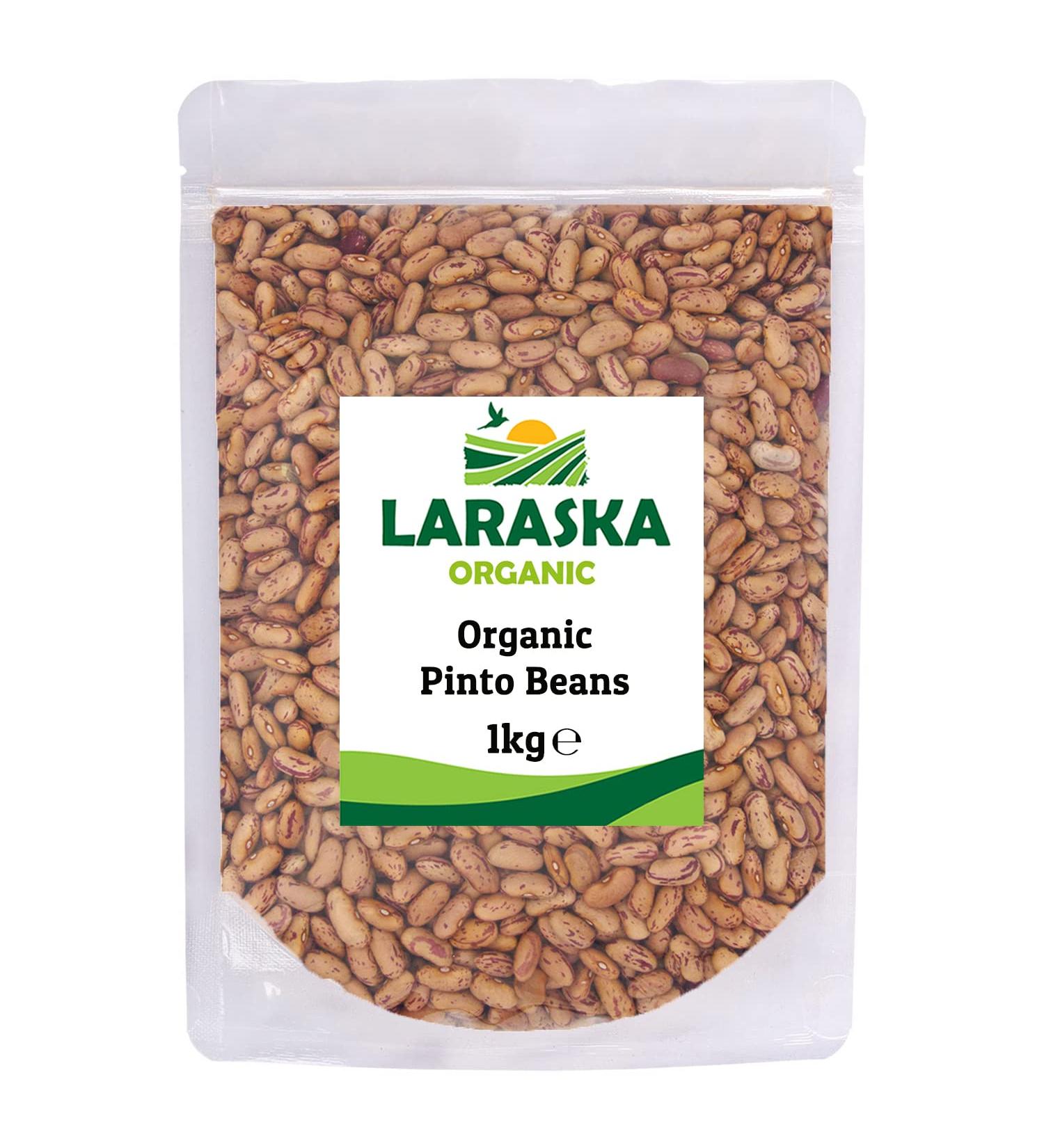 Organic Pinto Beans 1kg - Star Ingredient in Soups Stews Chillies and Dips High in Iron Potassium Fiber Protein Certified Organic