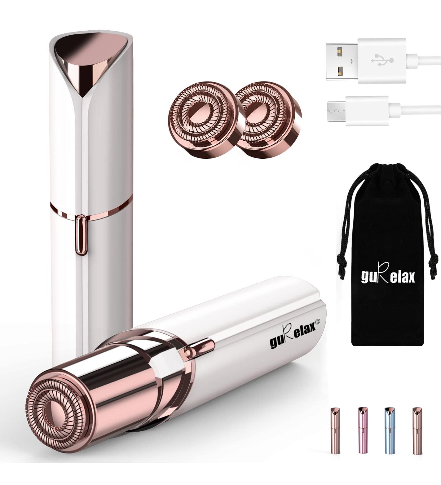 Rechargeable Facial Hair Remover for Women - Painless Hair Removal Device for Face with 2 Replacement Heads - Ideal for Lip, Chin, and Mustache - Buy Online on SooperMarket.com