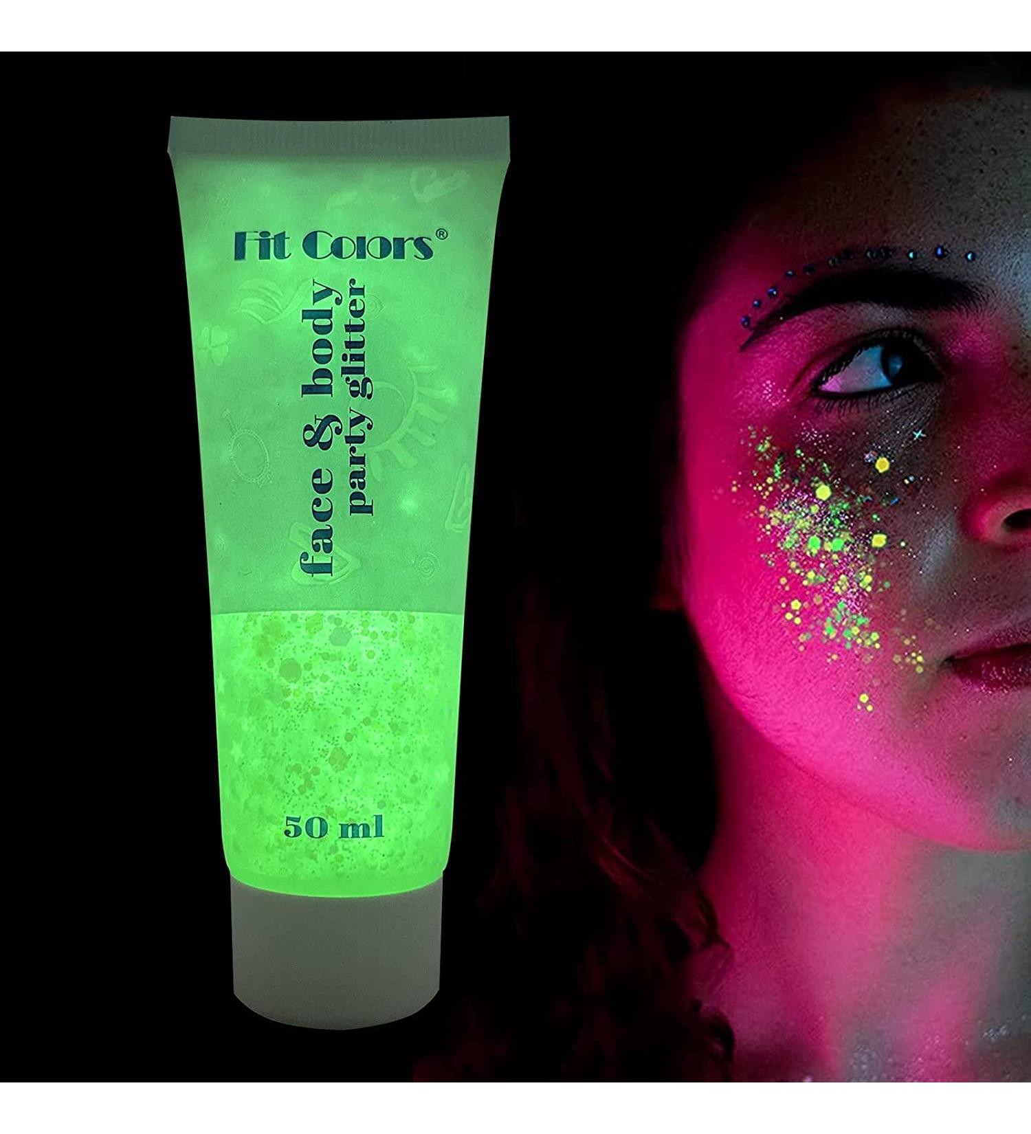 GL-Turelifes Glow in The Dark Body Face Glitter Gel 50ml Luminous Iridescent Chunky Glitter Gel Festival Glitter Cosmetic Face Hair Nails Makeup Long Lasting Sparkling uins Liquid Eyeshadow #08 Luminous