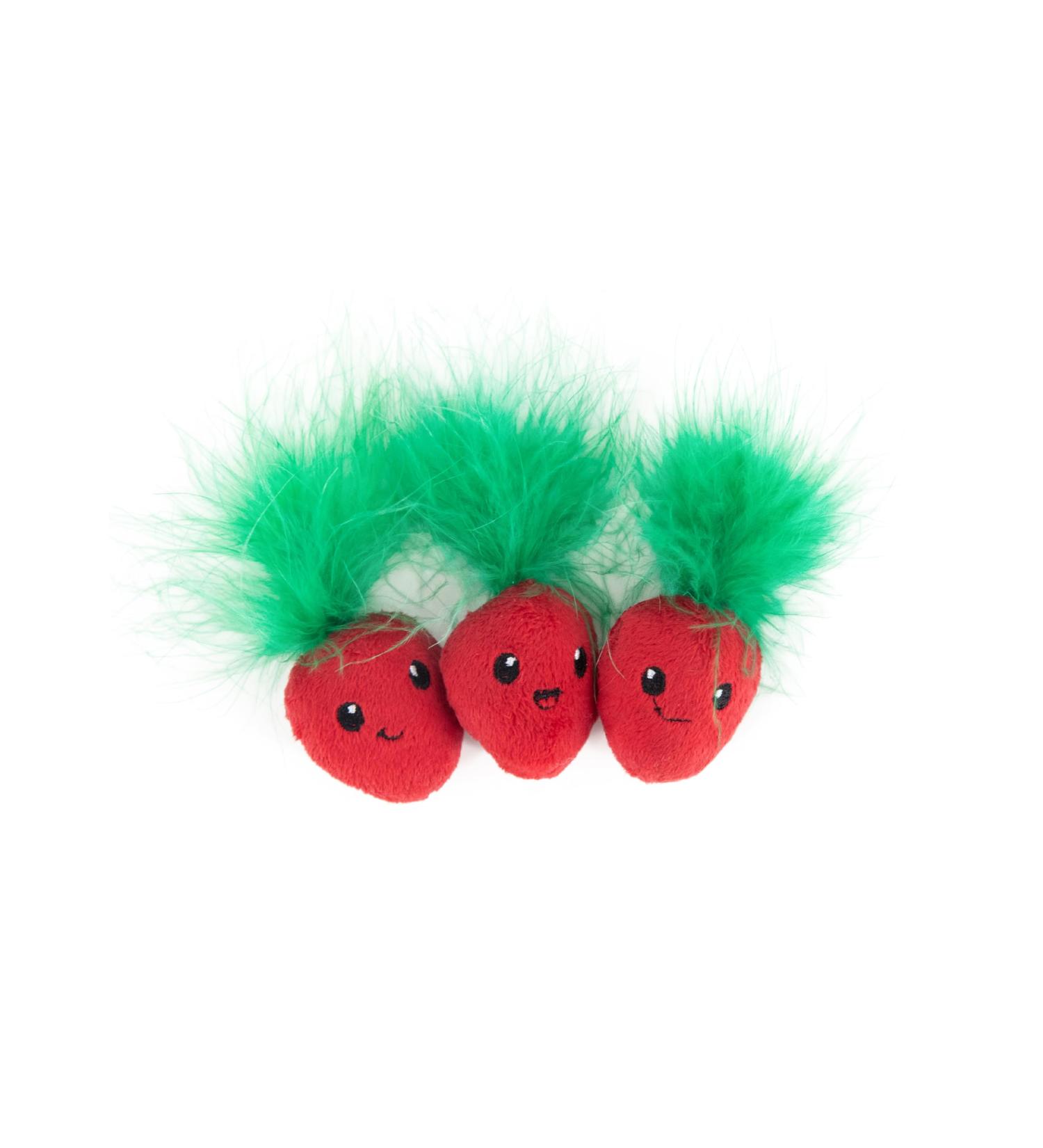 Petstages Straw-Babies Dental Care Toy for Cats | Catnip-Infused Mesh Material | Pack of 3 Pink Strawberries - International Shipping Available - Buy Online on SooperMarket.com