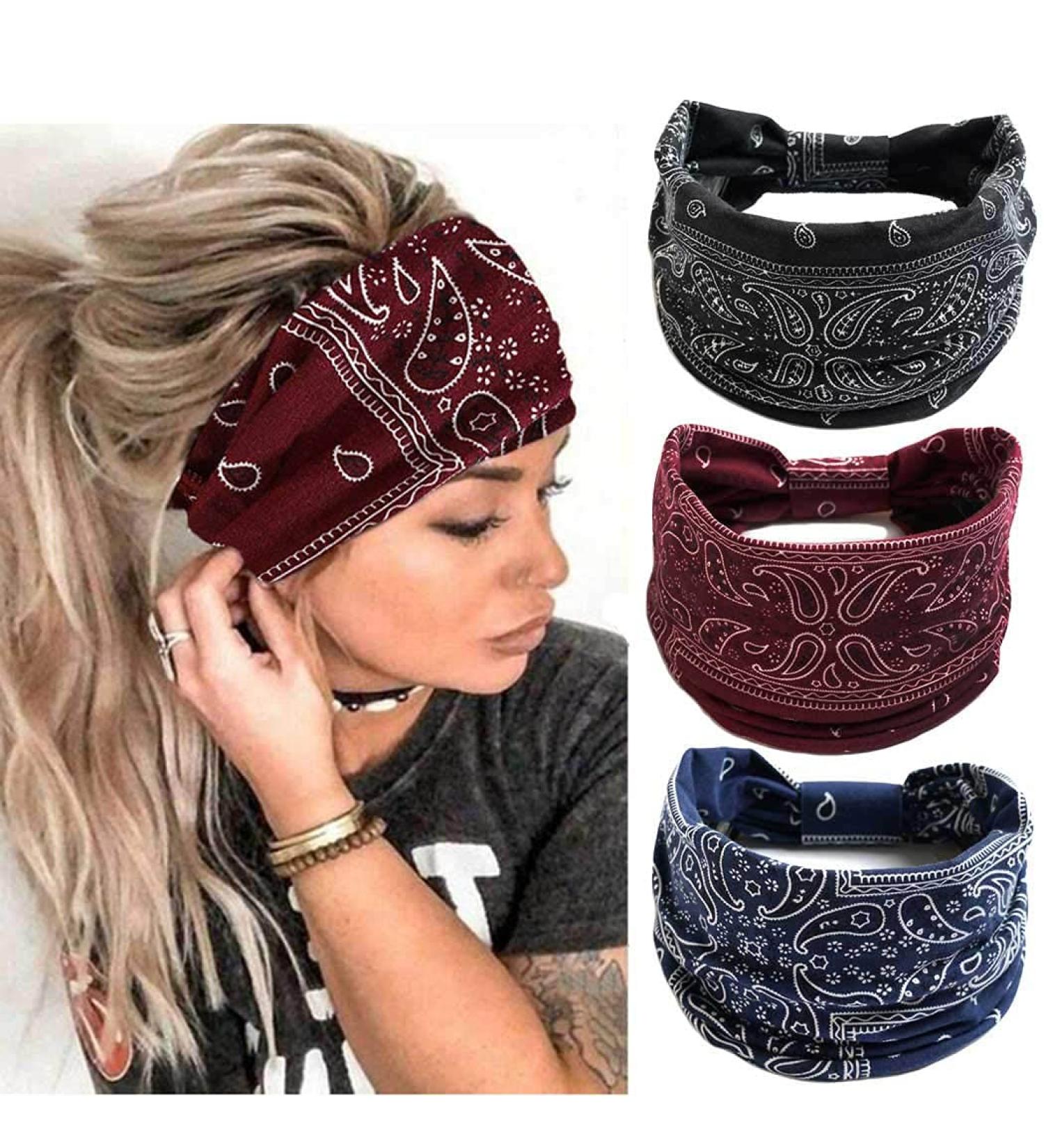 Boho African Headbands - Elastic Wide Knot Hair Bands for Women & Girls | Yoga & Outdoor Accessories - Buy Online on SooperMarket.com