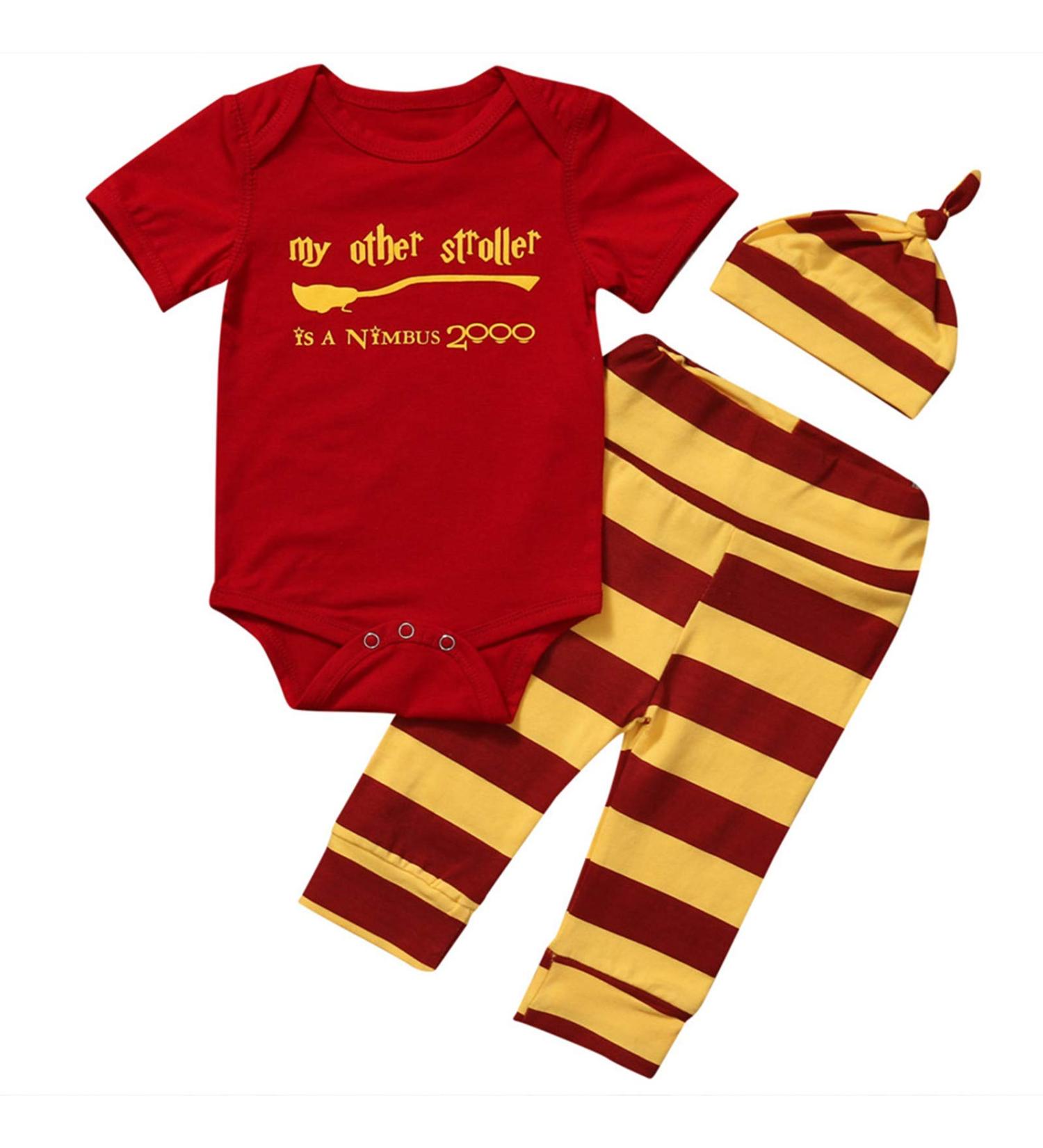 Snuggle This Muggle Bodysuit Set with Striped Pants & Hat - 12-18 Months - Red - Buy Online on SooperMarket.com