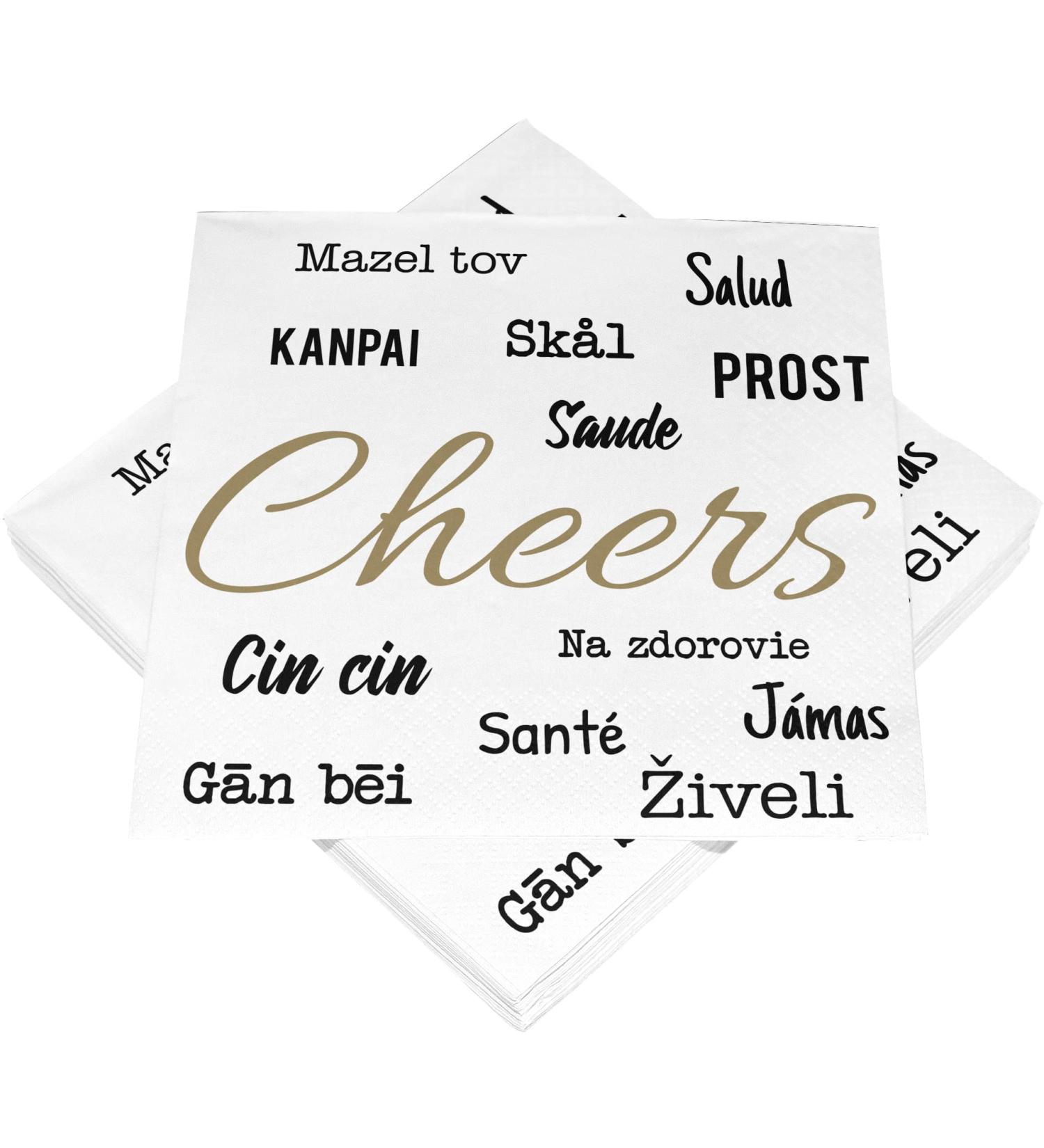 HEKU 'Cheers' cocktail napkins 3-ply 25x25cm 150 pieces I Stylish design I Ideal for celebrations I Conveniently packaged
