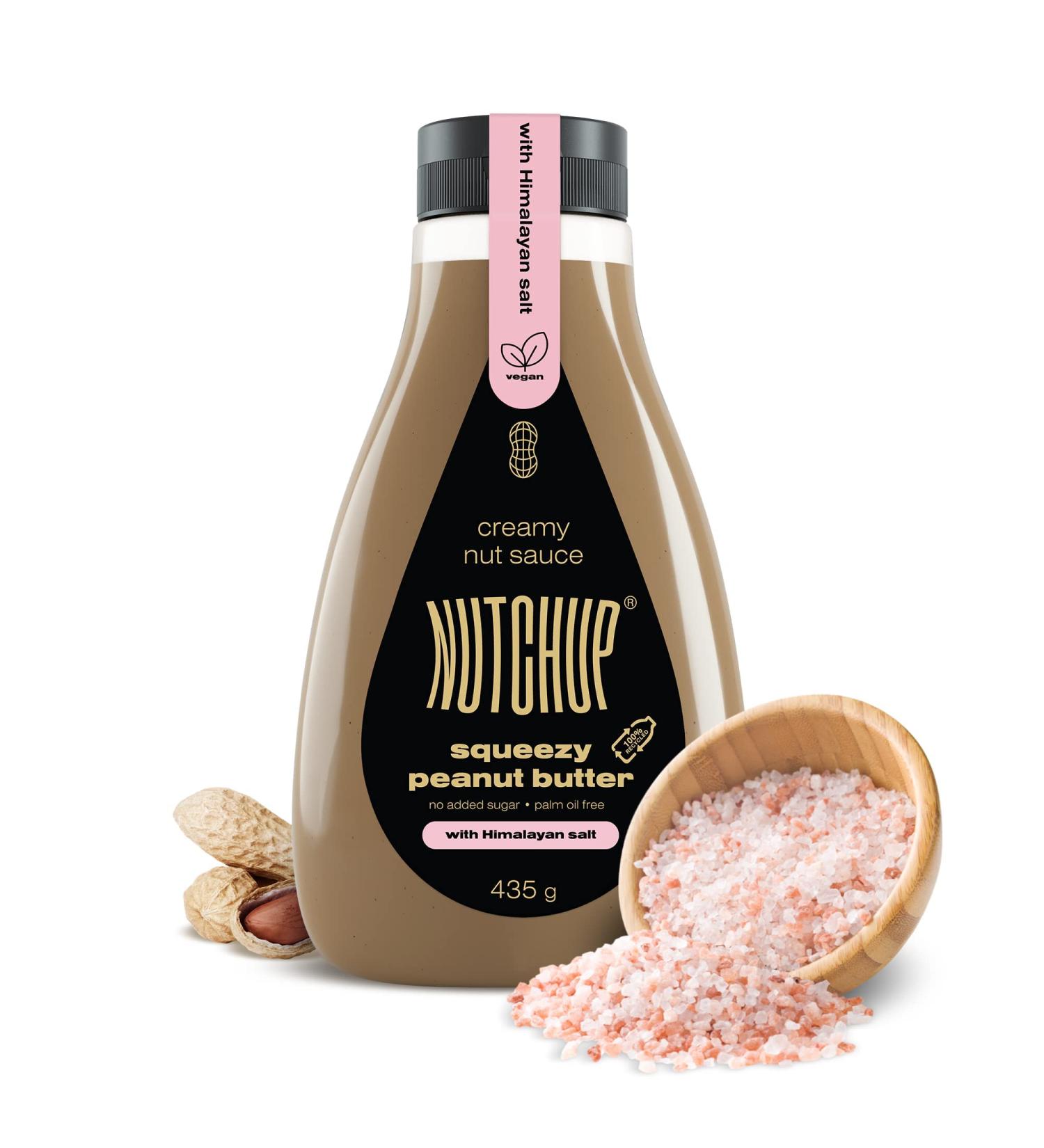 Nutchup Peanut Butter Squeeze Bottle - Creamy Nut Topping for Pancakes Waffles Ice Cream & More - 435g with Himalayan Salt - Buy Online on SooperMarket.com