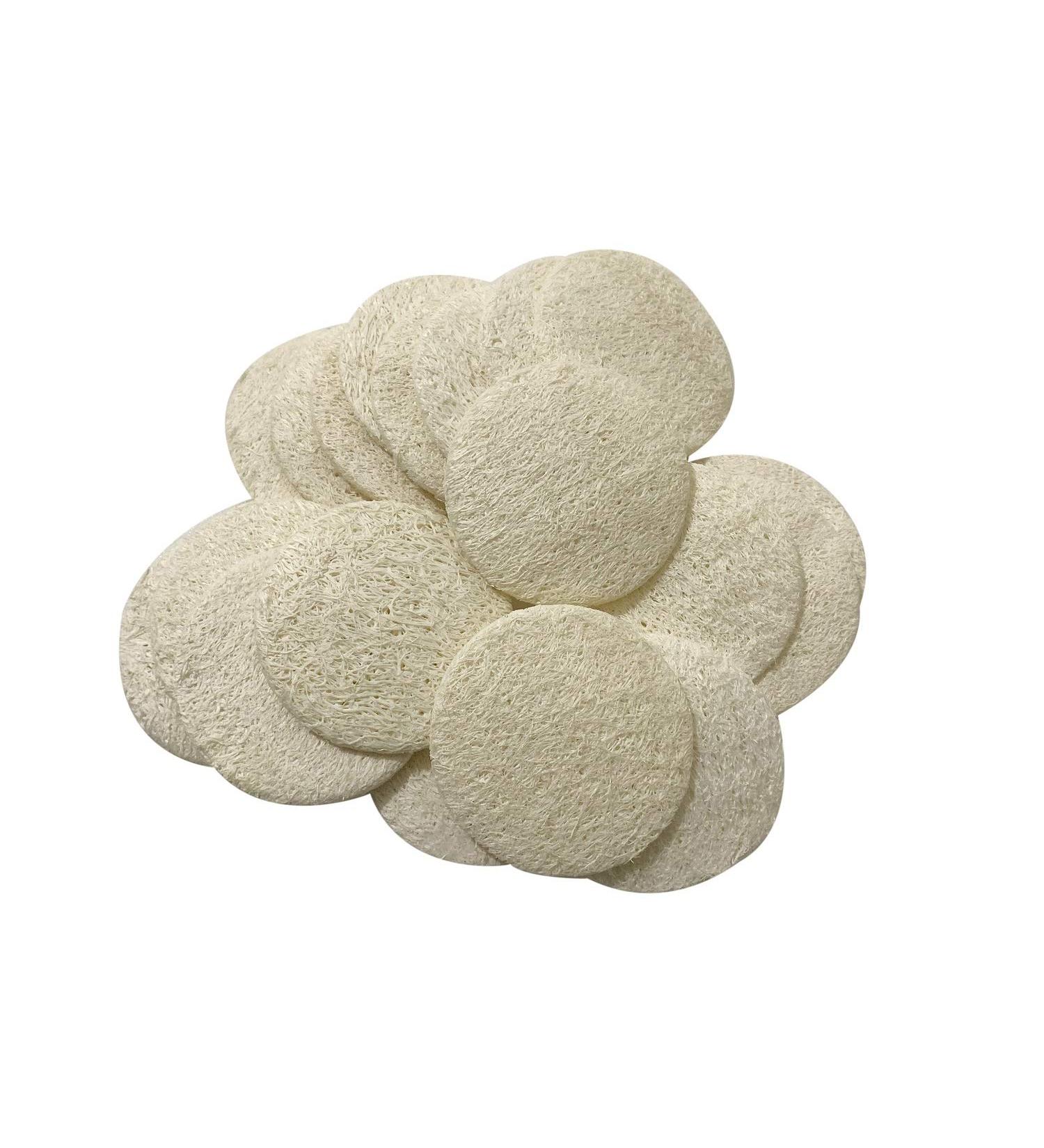 Facial Loofah Pads, 2.36 inches Round Complexion Natural Loofah Facial Discs Exfoliating Facial Loofah Skin Scrub Pack of 20