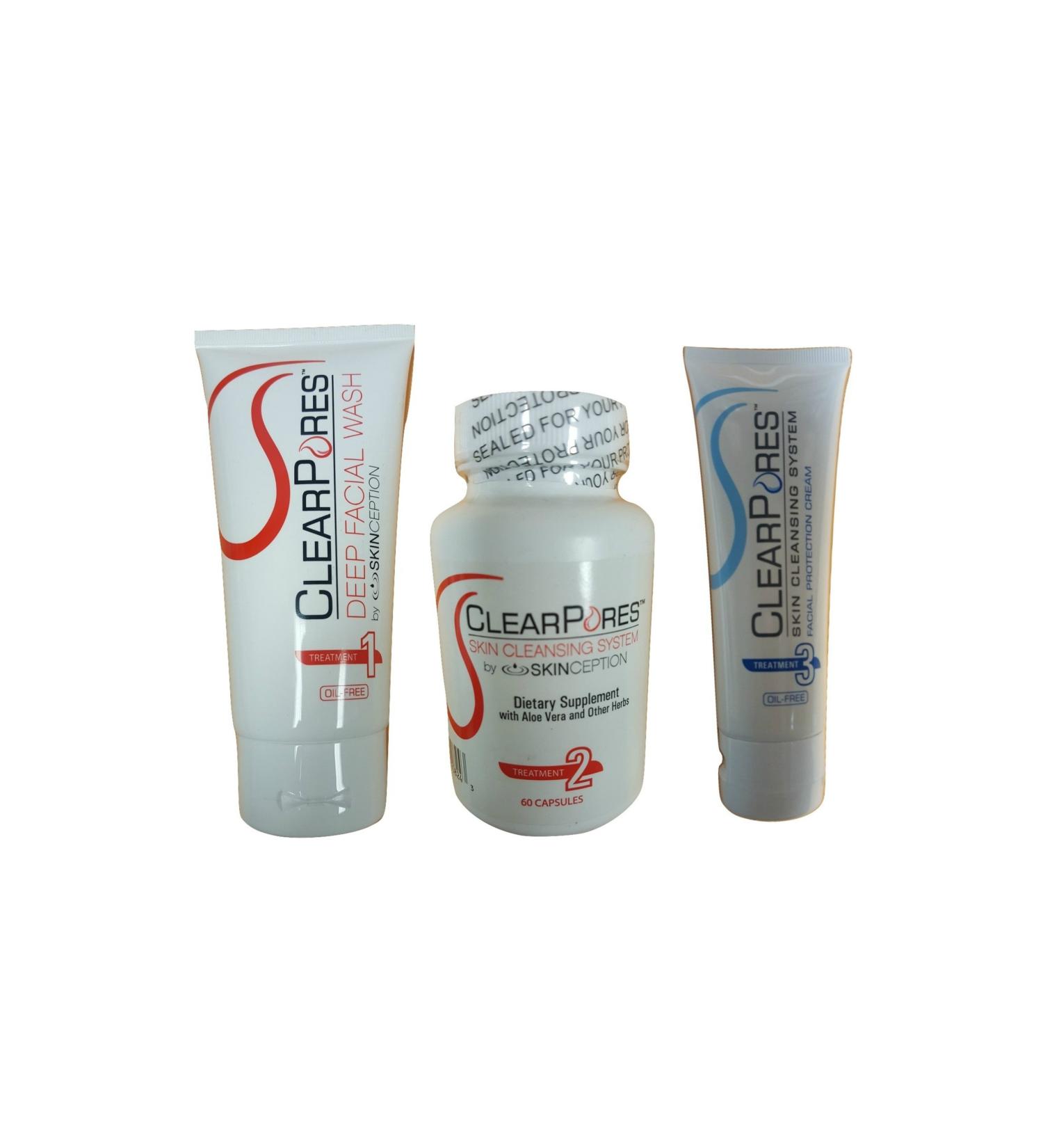 Acne Treatment Facial System - Clear Pores Deep Wash & Herbal Protection Cream for Clear Skin - Buy Online on SooperMarket.com