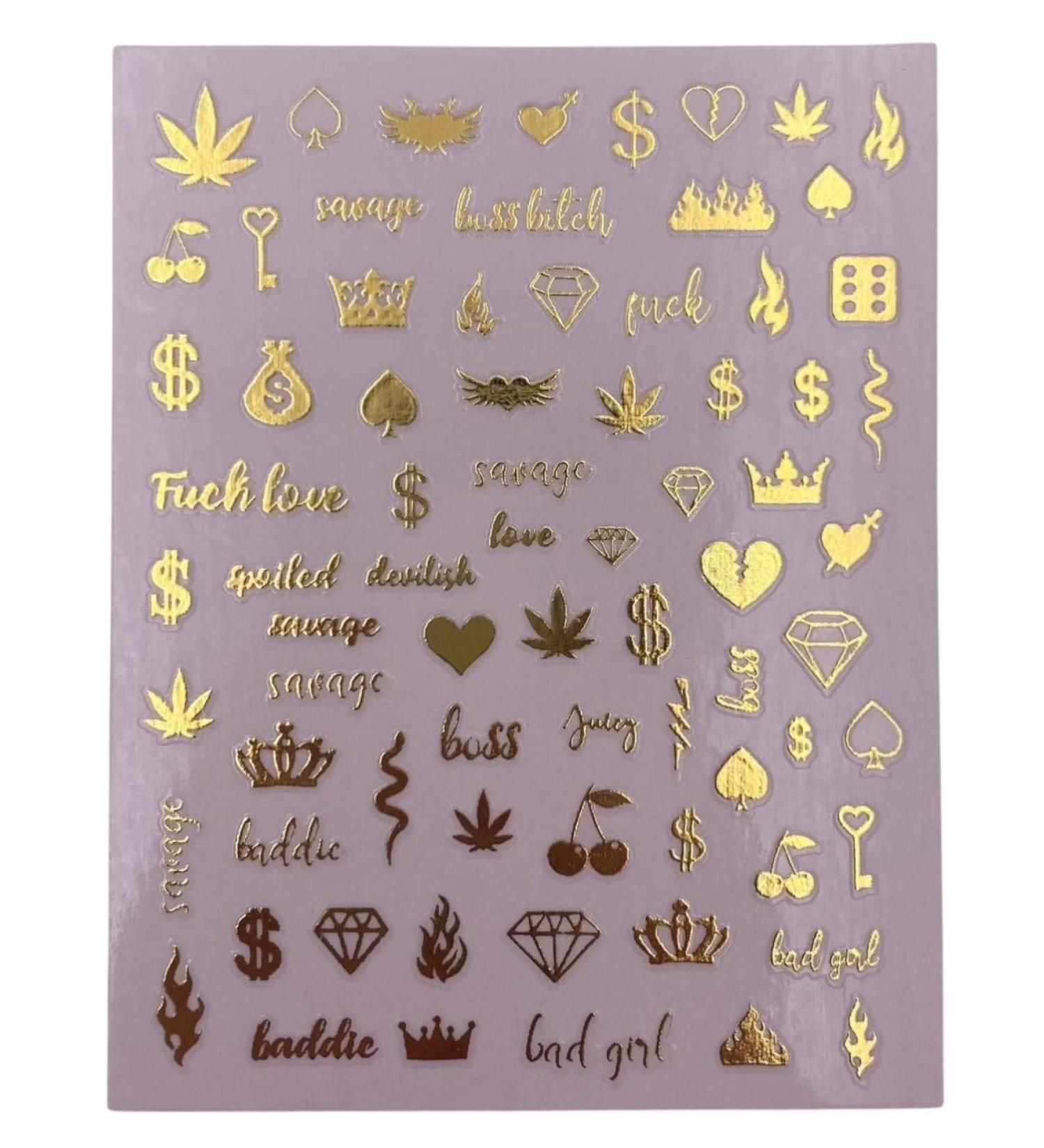 Impeccable 5 Sheets Luxury Nail Art Stickers - 500+ Gold Customized Decals for Fake Nail Designs and Salon Accessories - Buy Online on SooperMarket.com
