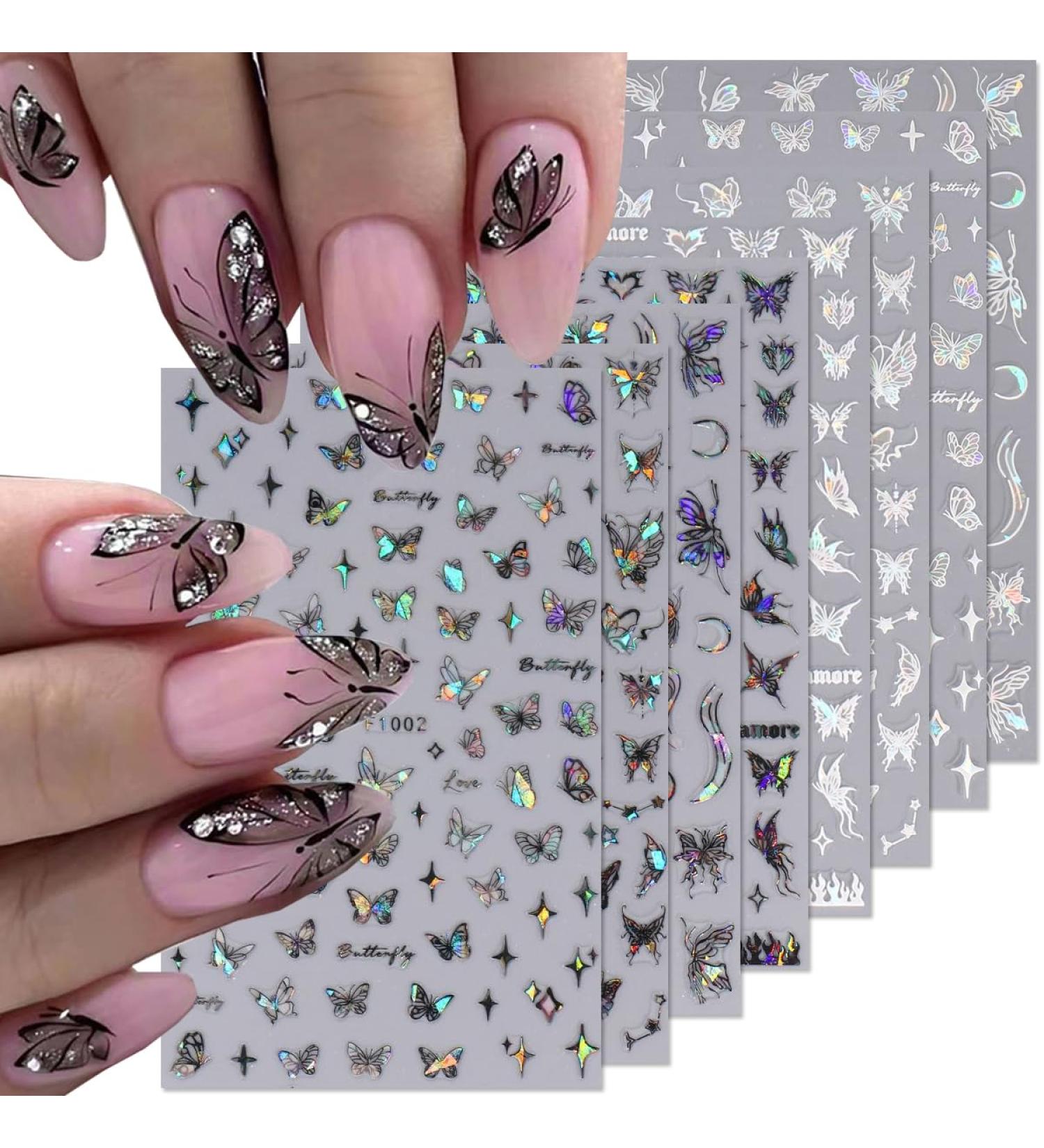 Buy BSBTBZ Butterfly 3D Self-Adhesive Nail Art Stickers | Shiny Glitter Decals for Women & Girls | Waterproof Glossy Finish | Perfect for Home & Salon Use - International Shipping Available - Buy Online on SooperMarket.com