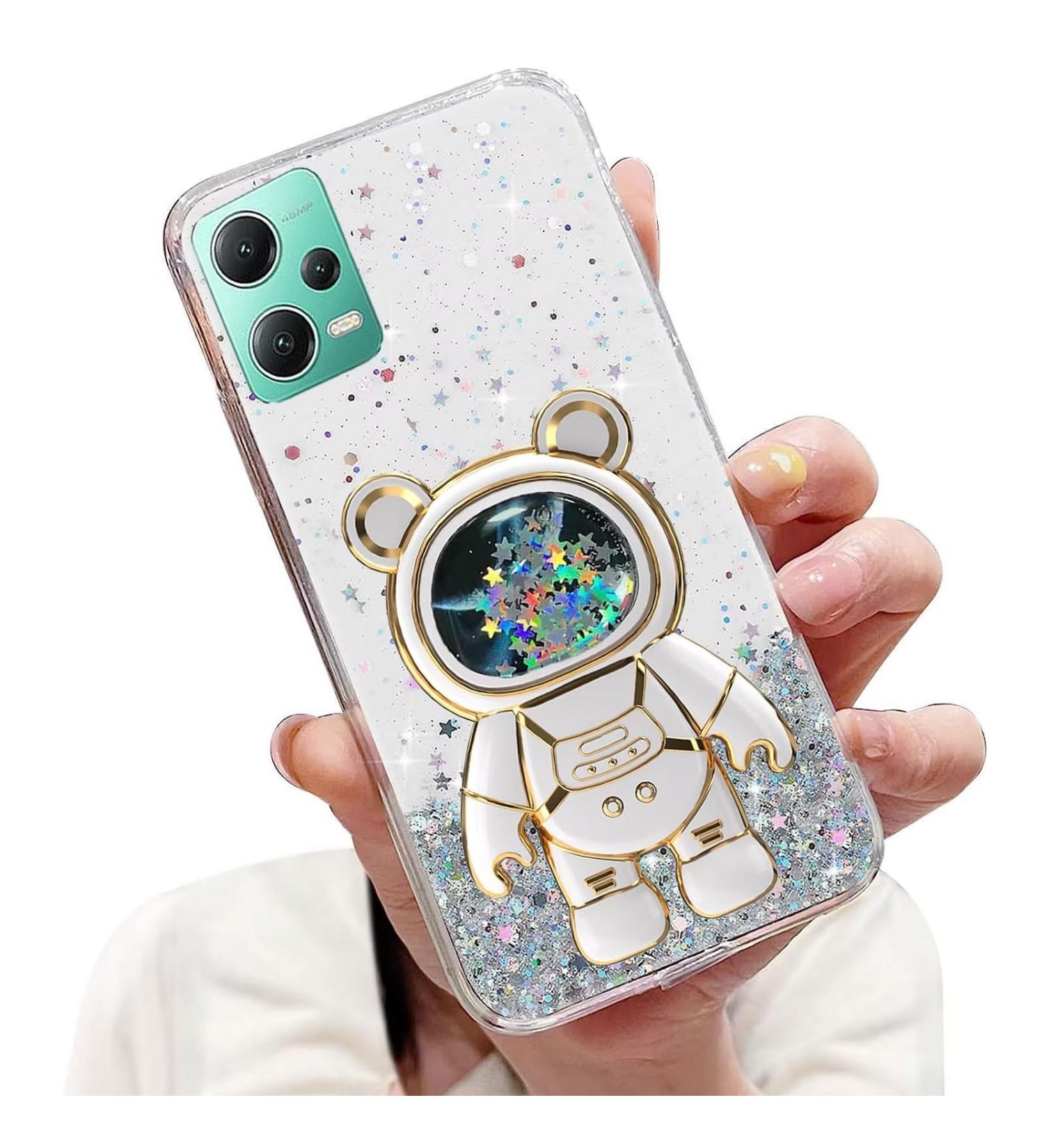 Buy Tivenfezk Nadoli Cartoon Glitter Astronaut Soft Silicone Case for Xiaomi Redmi Note 12 4G - Transparent Protective Cover with Hidden Stand - Buy Online on SooperMarket.com