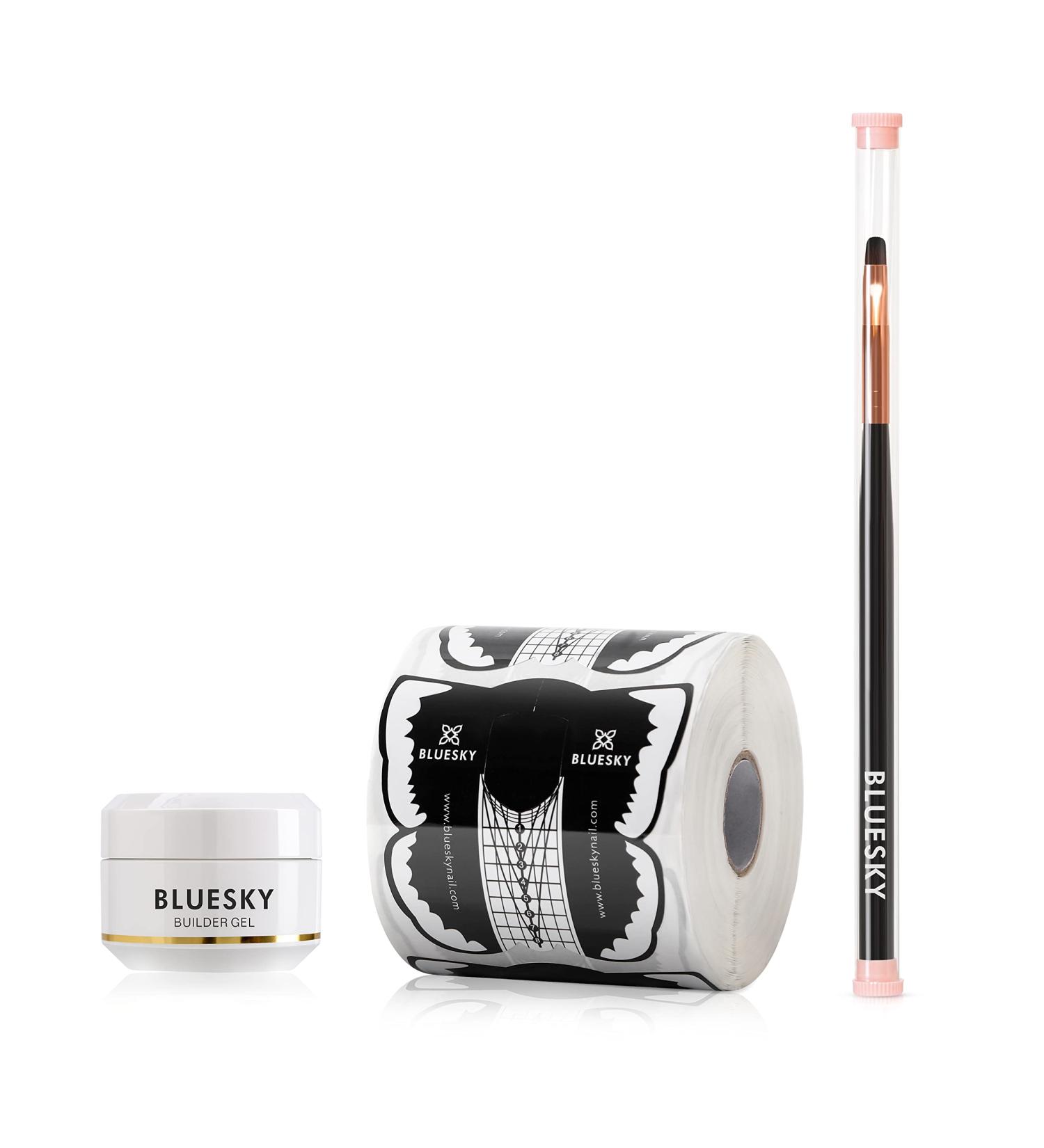 Bluesky Builder Gel Set with Nail Forms - Builder Gel Clear 15ml with application Nail Brush and 300 x Nail form stickers. For Nail extensions. Requires UV/LED Lamp - Buy Online on SooperMarket.com