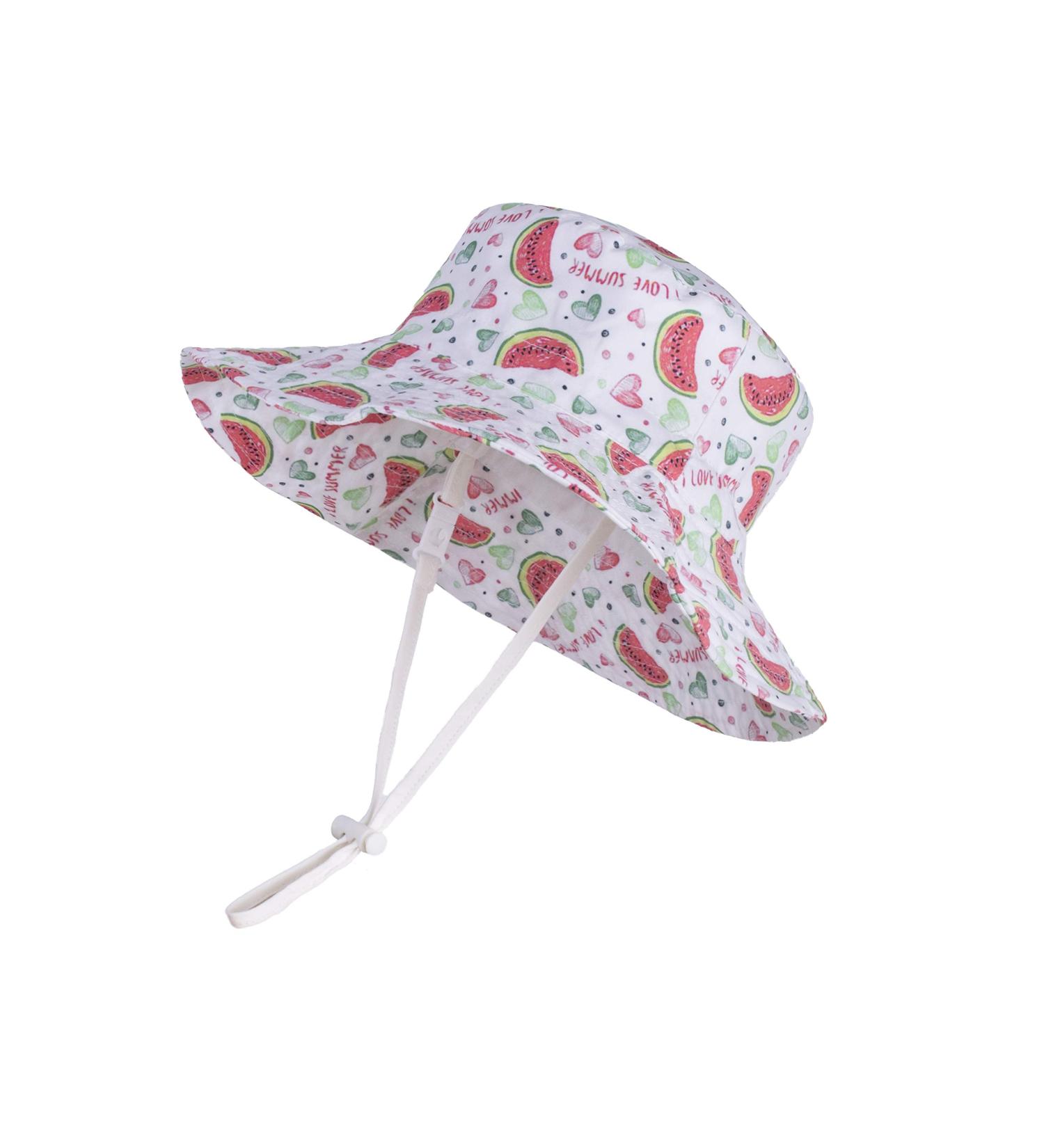 LASSIG Beach Sun Protection Hat for Baby Girls | Adjustable Toddler Kids Hat with Chin Strap | Watermelon 6-12 Months - Buy Online on SooperMarket.com