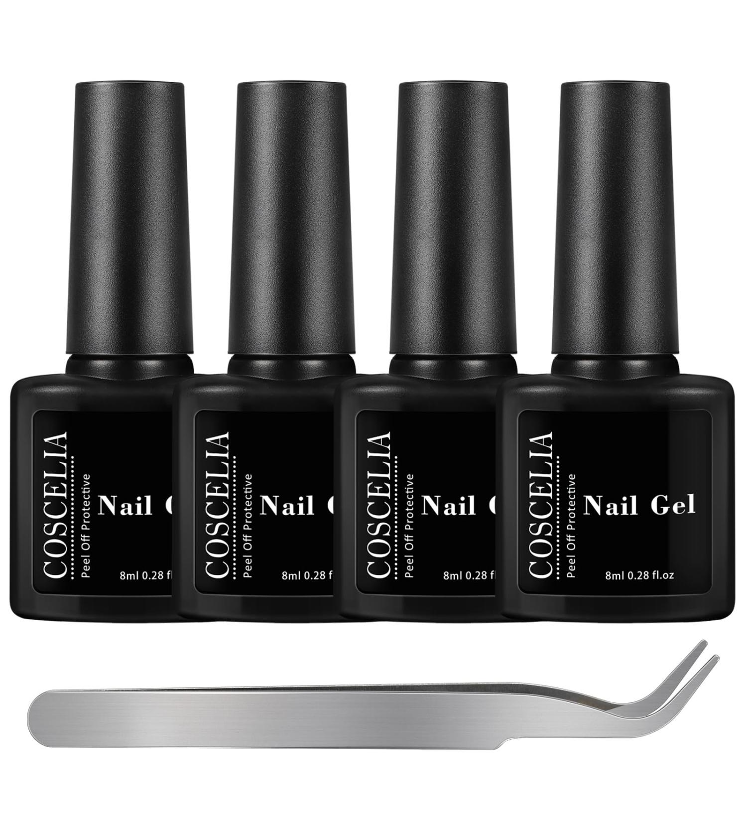 COSCELIA Anti-Freezing Peel Off Gel - Liquid Latex Nail Skin Protection with Curved Tweezers for Nail Art - 8077 - Buy Online on SooperMarket.com