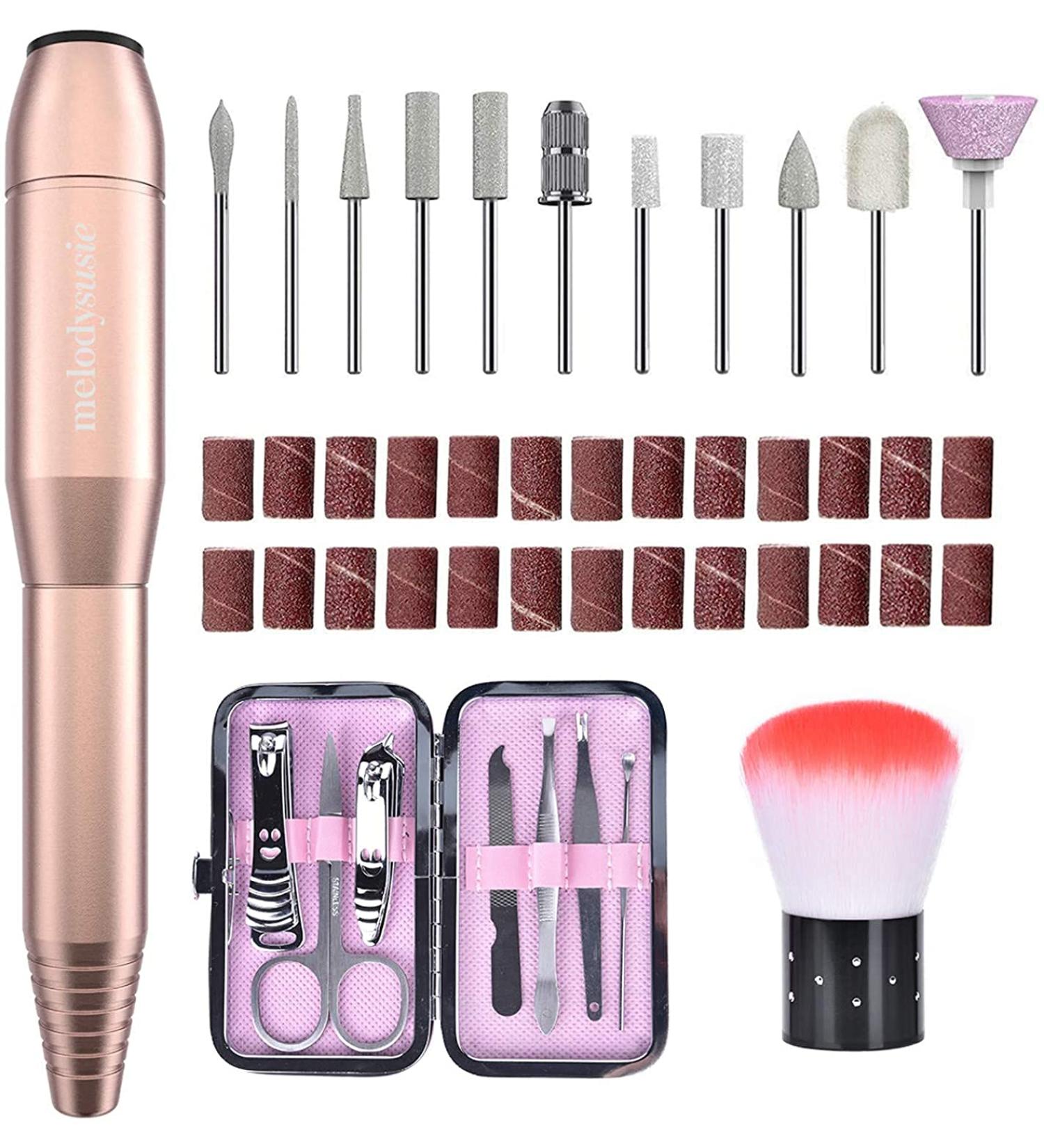 Melodysusia 11-in-1 Electric Nail File Set - Professional Gel Nail Cutter & Pedicure Kit for Nail Studios & DIY Manicures | Golden D-PROFI - Buy Online on SooperMarket.com