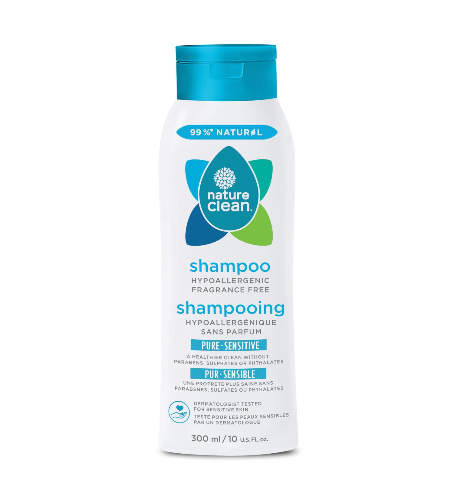 Nature Clean All-Natural Sulfate Free Shampoo for Men & Women. Non-Toxic & Fragrance-free Organic No Paraben Unscented Hypoallergenic & Vegan 10 oz / 300 ml