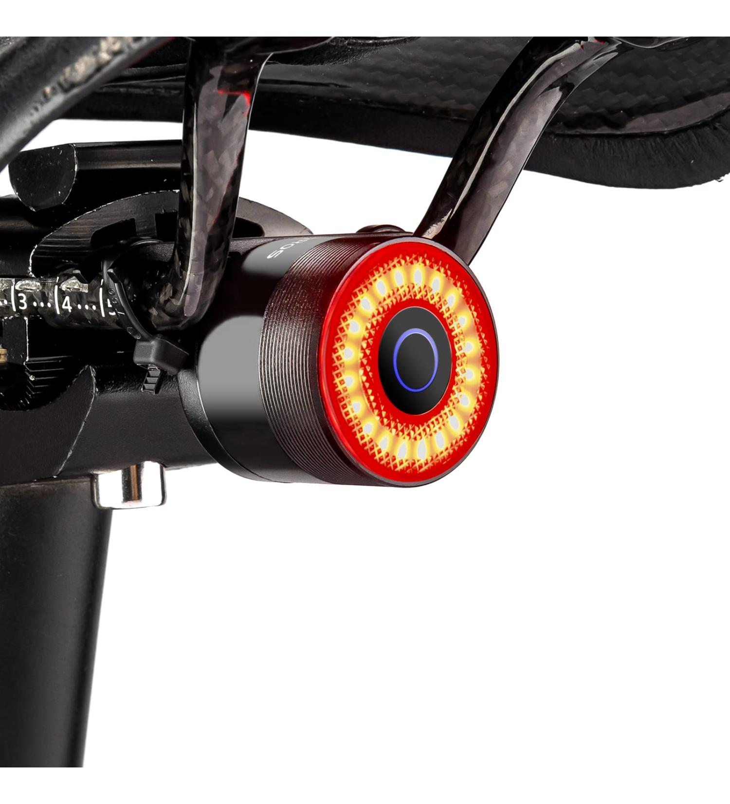 ROCKBROS USB Rechargeable Bike Tail Light | Auto On/Off Sensor | IPX6 Waterproof | 4 Light Modes - Cycling Safety Light for Night Riding - Buy Online on SooperMarket.com