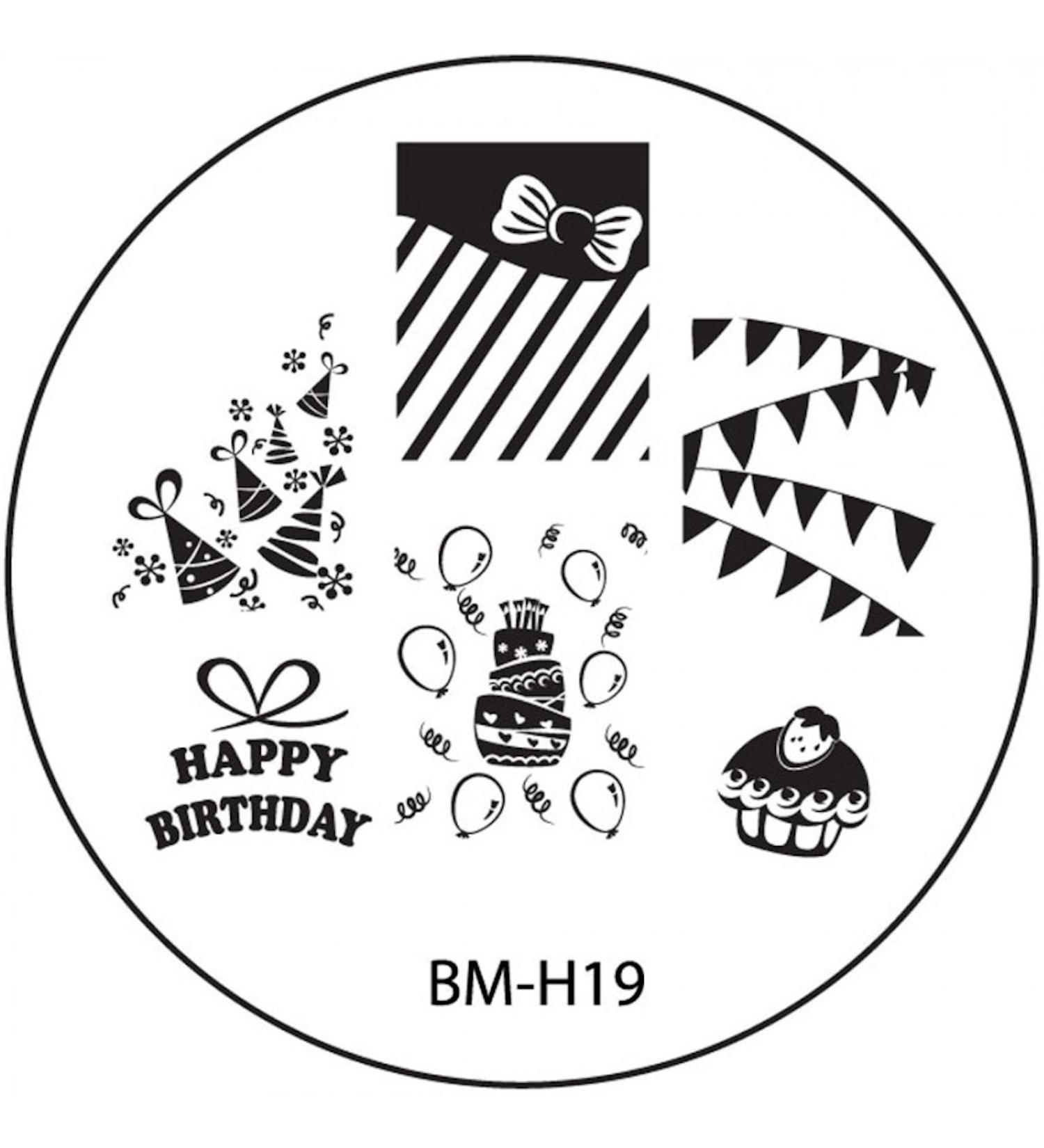 STAMPING STENCIL # BM-H19 Birthday party celebration flags party hat birthday cake