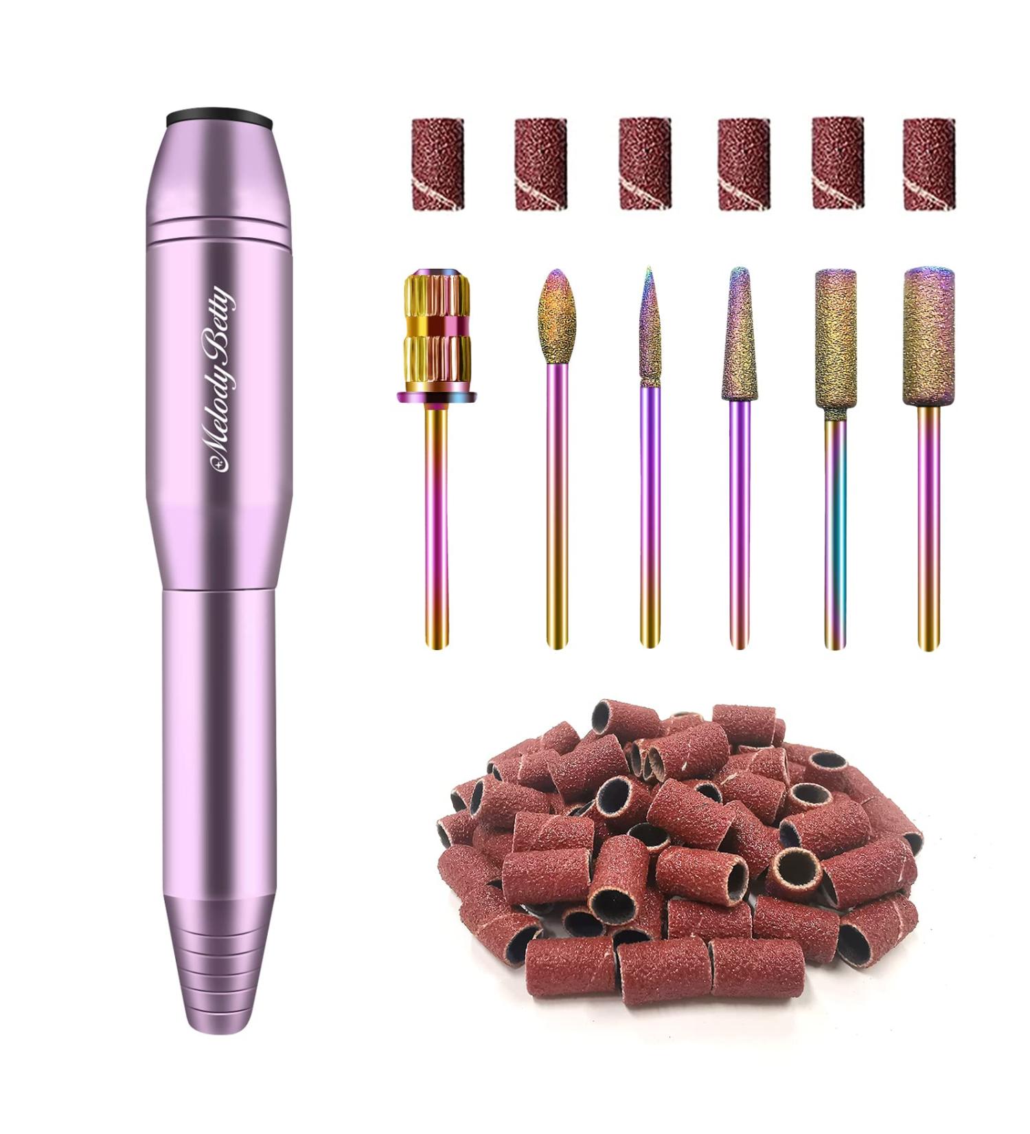 MelodyBetty Electric Nail Drill - Professional Acrylic Nail Machine for Gel & Acrylic Nails | Portable USB Nail File Efile Set with Iridescent Bits - Buy Online on SooperMarket.com