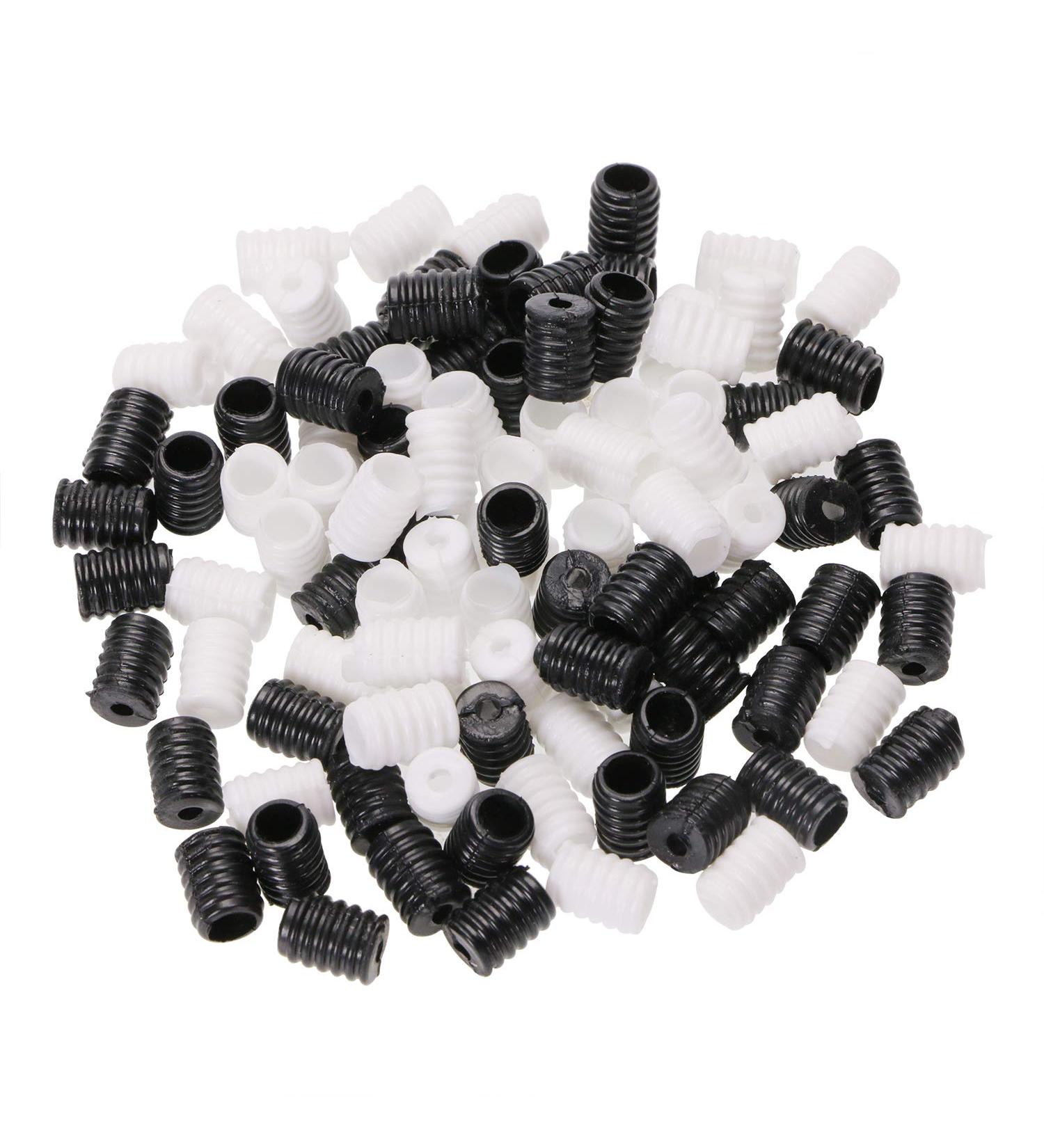 Penta Angel Cord Locks Toggles 100Pcs Black & White Silicone Adjustable Non Slip Stopper - Soft Plastic Round Elastic Buckle for Drawstring Rope - Buy Online on SooperMarket.com
