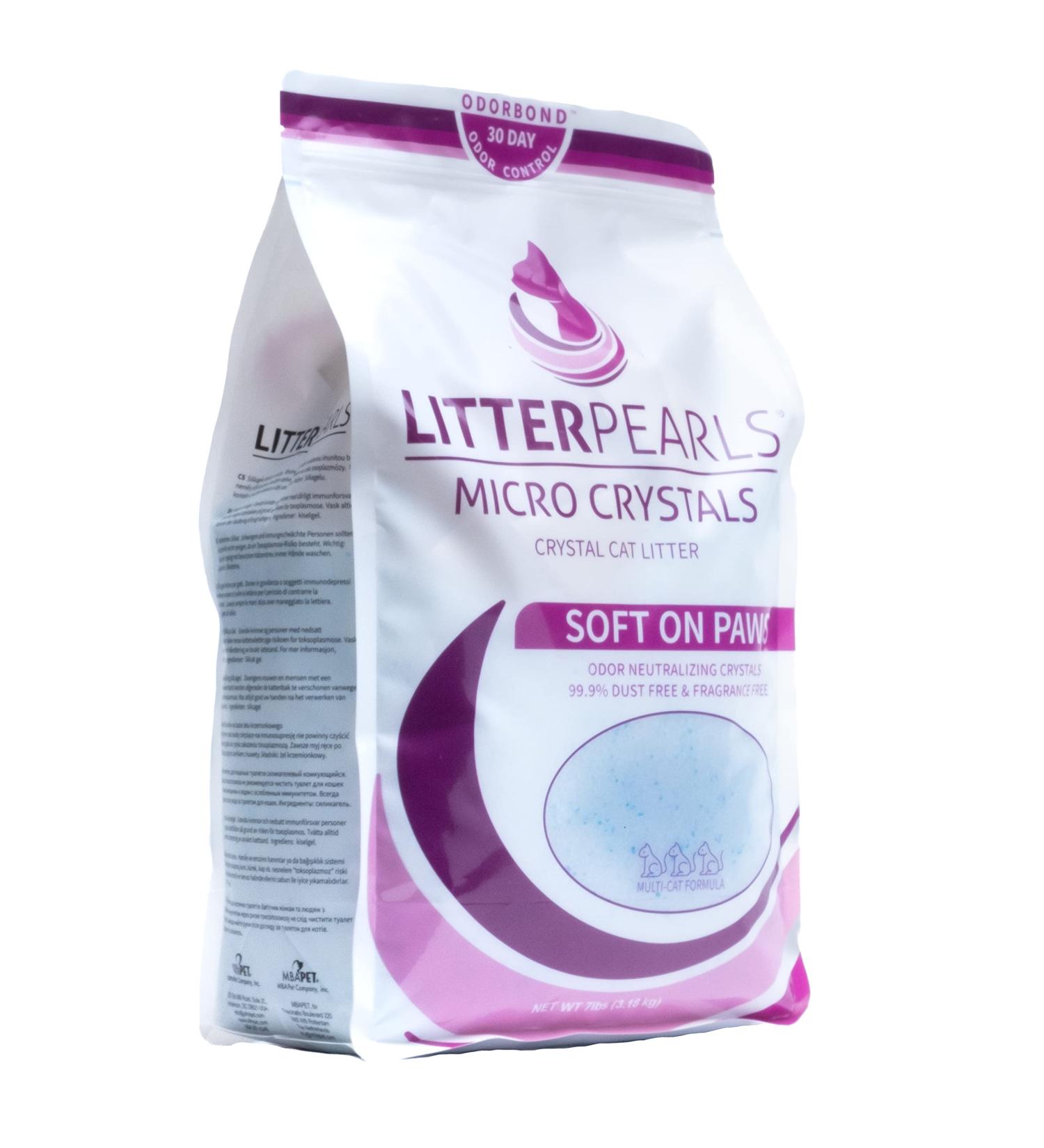 Litter Pearls Crystal Cat Litter 7 lb - Superior Odor Control, Odorbond Technology, Soft-On-Paws, Low Dust - Buy Online on SooperMarket.com