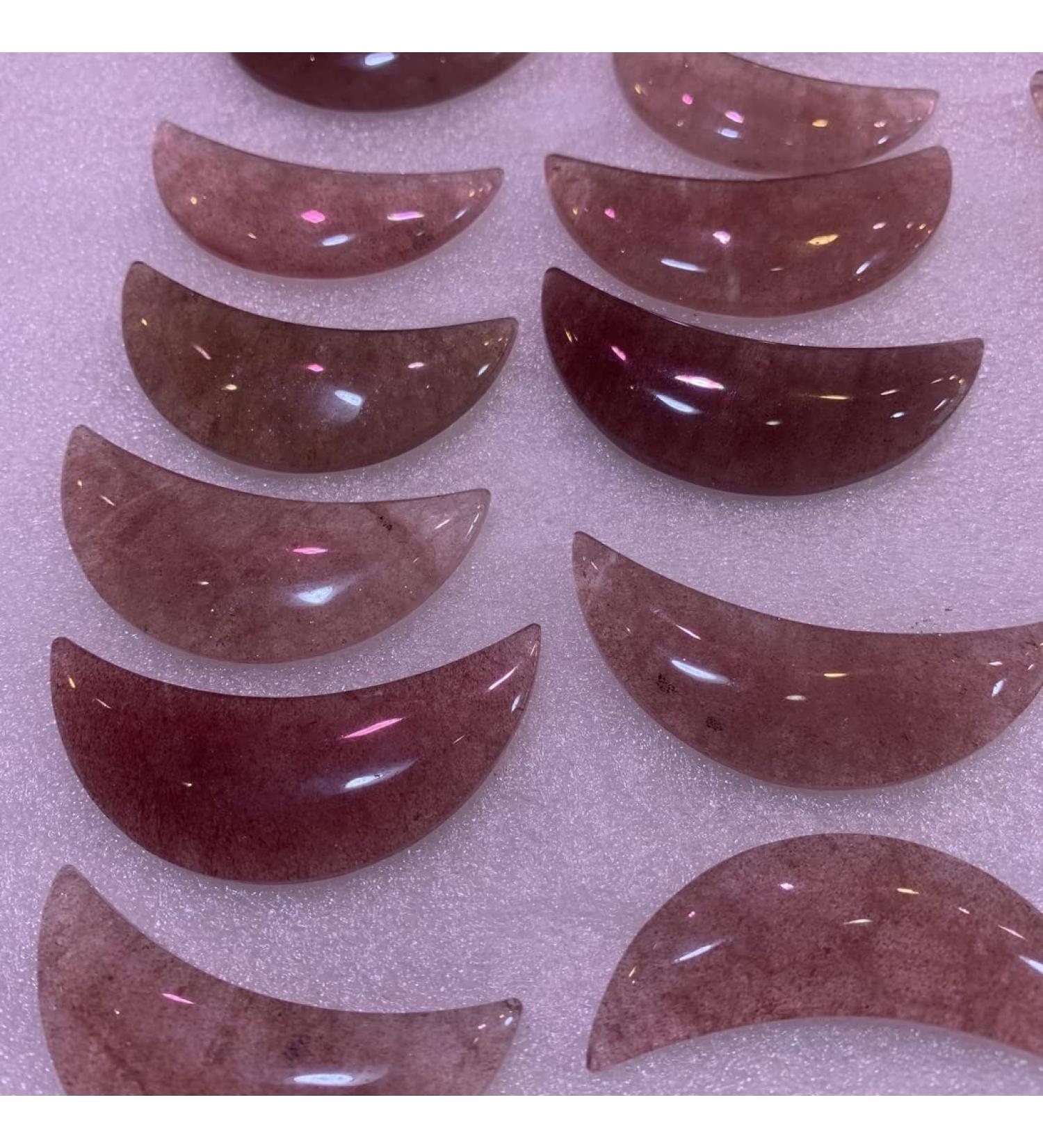 Specimen Healed Natural Red Strawberry Quartz Crystals Moon Shape Polished Stone Crystals Room Decoration Quartz As a Gift Gift - Buy Online on SooperMarket.com