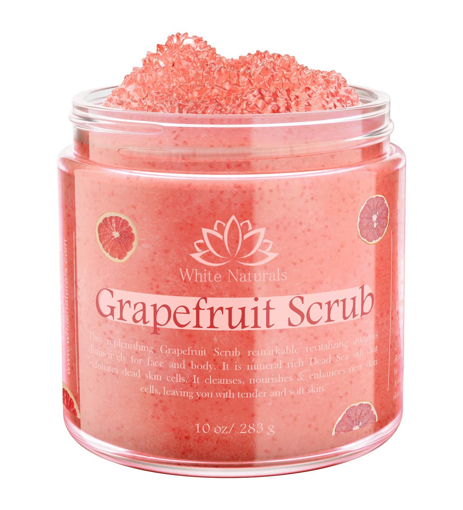 Organic Grapefruit Salt Scrub - Smooth Skin Exfoliator with Shea Butter & Vitamin E | 10 oz - Buy Online on SooperMarket.com