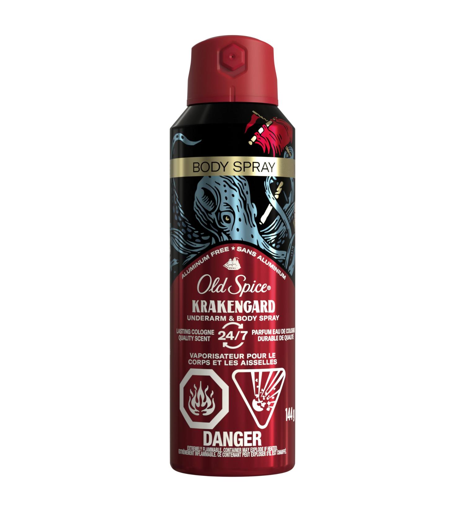 Old Spice Aluminum Free Body Spray for Men Krakengard 144g Sandalwood - Buy Online on SooperMarket.com