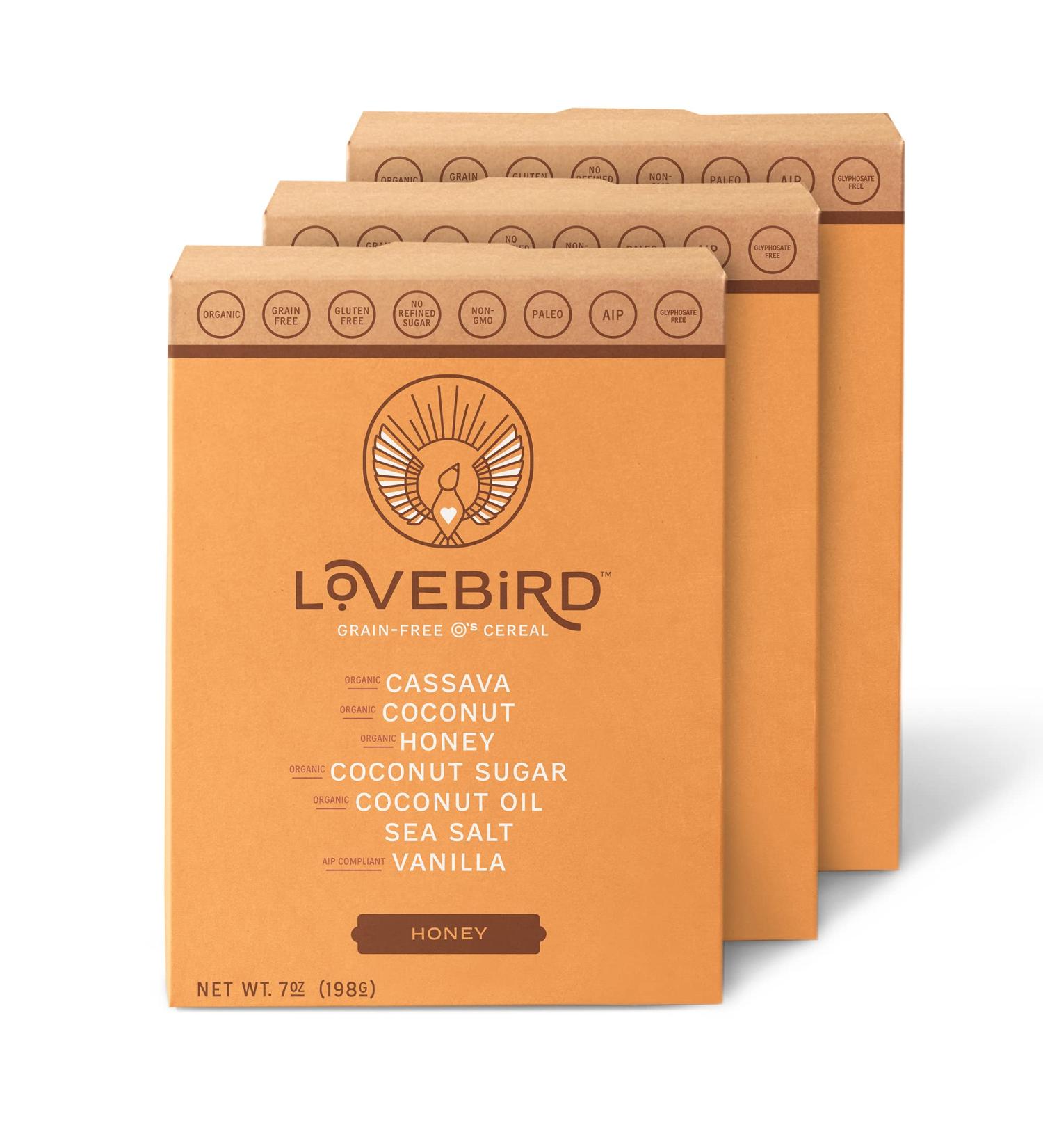 Lovebird Gluten Free Cereal Honey 3 Pack - Organic Paleo AIP Dairy Free Keto Friendly Snack - Buy Online on SooperMarket.com