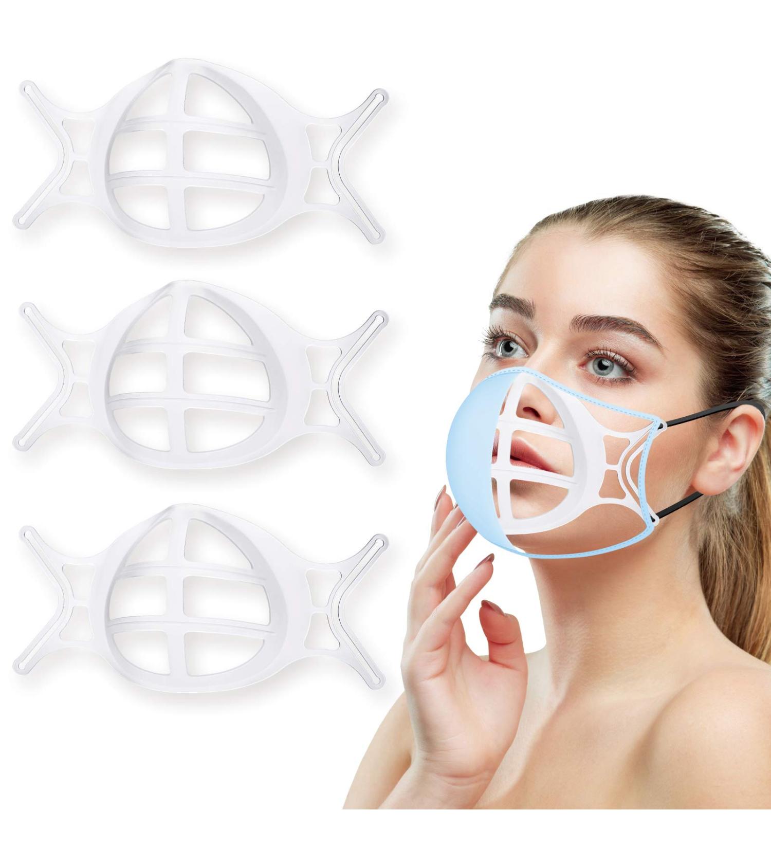 3D Mask Bracket Insert for Cloth Mask - Mouth Guard for Breathing Space - Comfortable Inner Support Frame (3 Pack, Semi-Transparent) - Buy Online on SooperMarket.com