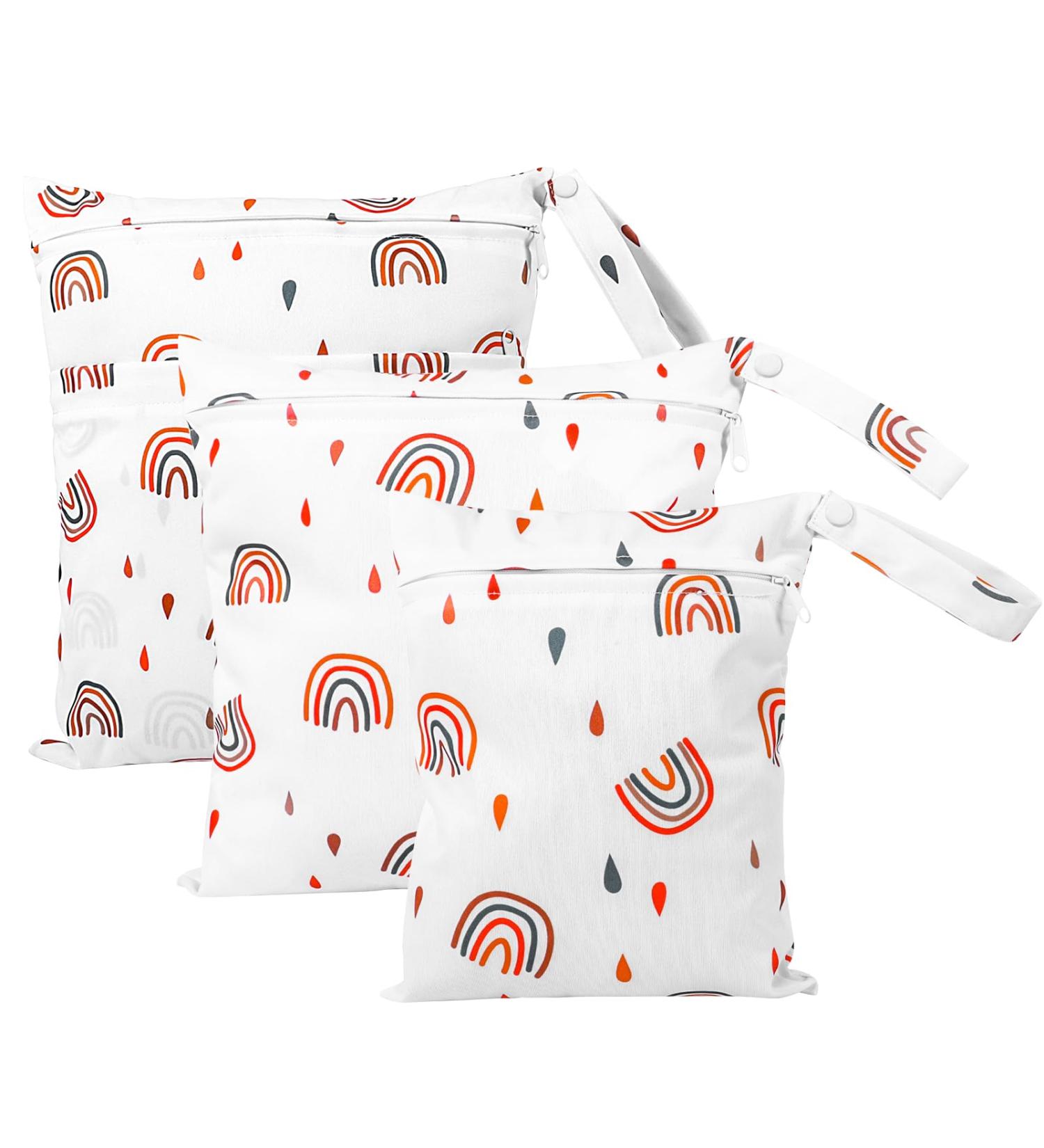 Newofview Waterproof Fabric Diapers & Large Wetbag - Cartoon-Print Reusable Cloth Diaper Bag for Baby Trips - Buy Online on SooperMarket.com