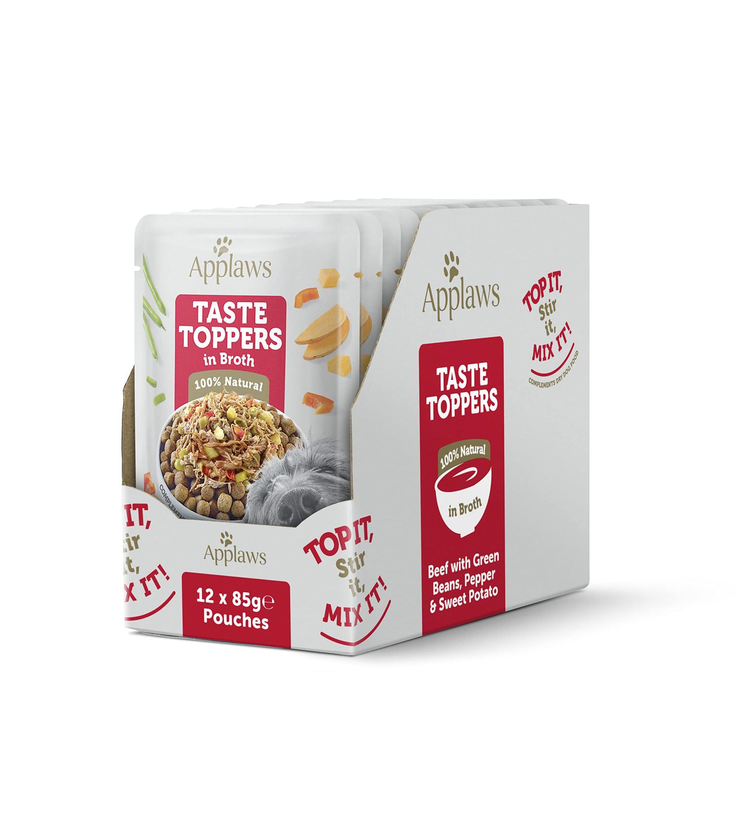 Buy Applaws Topper 100% Natural Wet Dog Food - Grain-Free Beef with Vegetables in Broth (12 x 85g) - Premium 1.02kg Pack | Fast International Shipping - Buy Online on SooperMarket.com