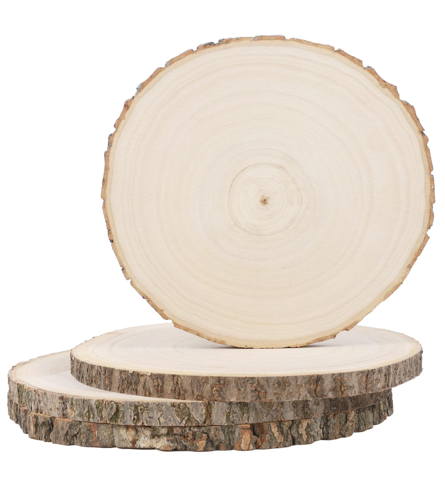 Large Unfinished Wood Slices for Crafts and Centerpieces | 7-8.5 Inches | Natural Wood Slabs - Buy Online on SooperMarket.com