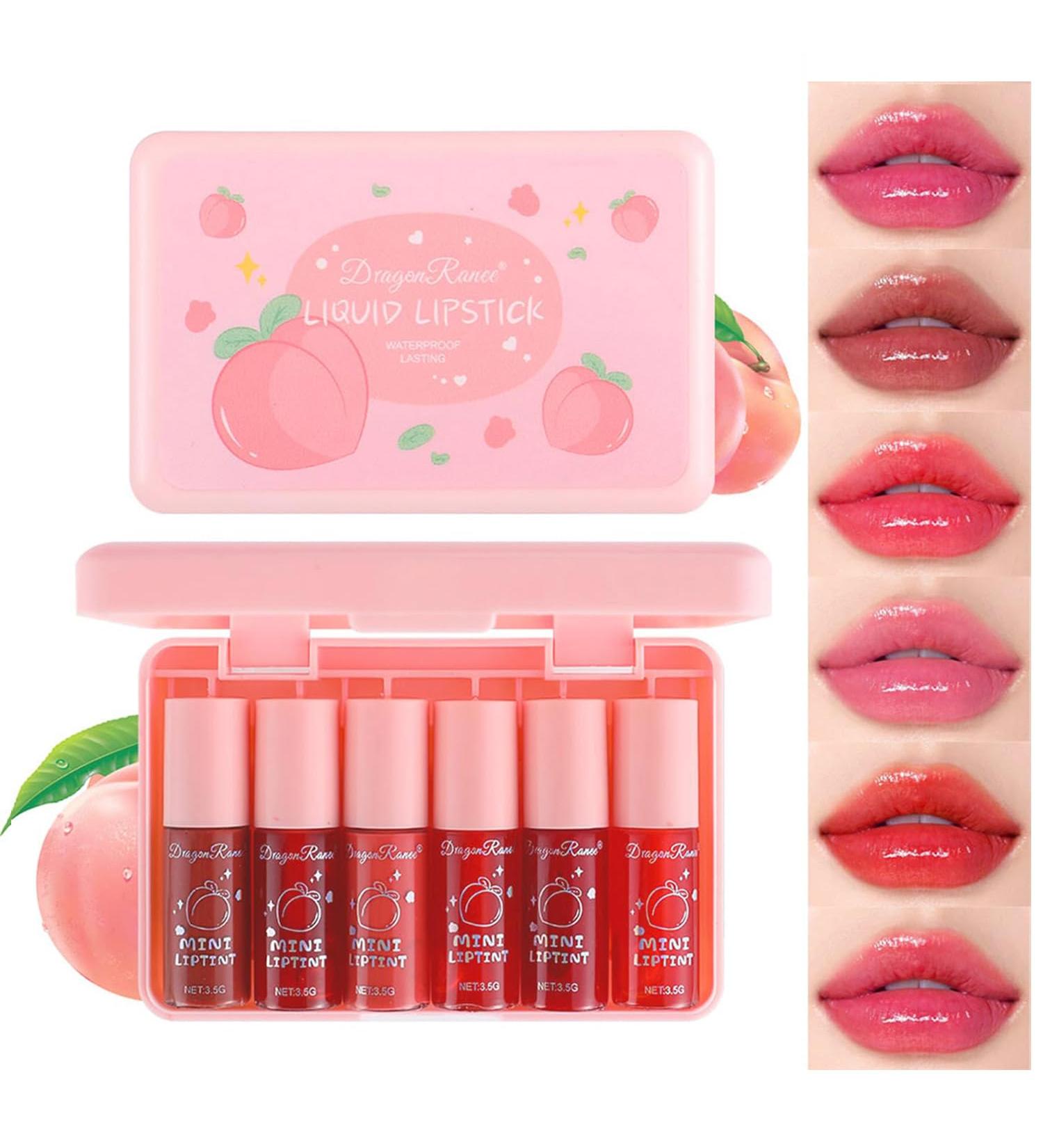 Buy 6 Colors Peach Lip Tint Mini Liquid Lipstick | Moisturizing Plumping Multi-Use Lip & Cheek Tint | Non-Sticky Transfer-Proof Matte Finish | International Shipping Available - Buy Online on SooperMarket.com