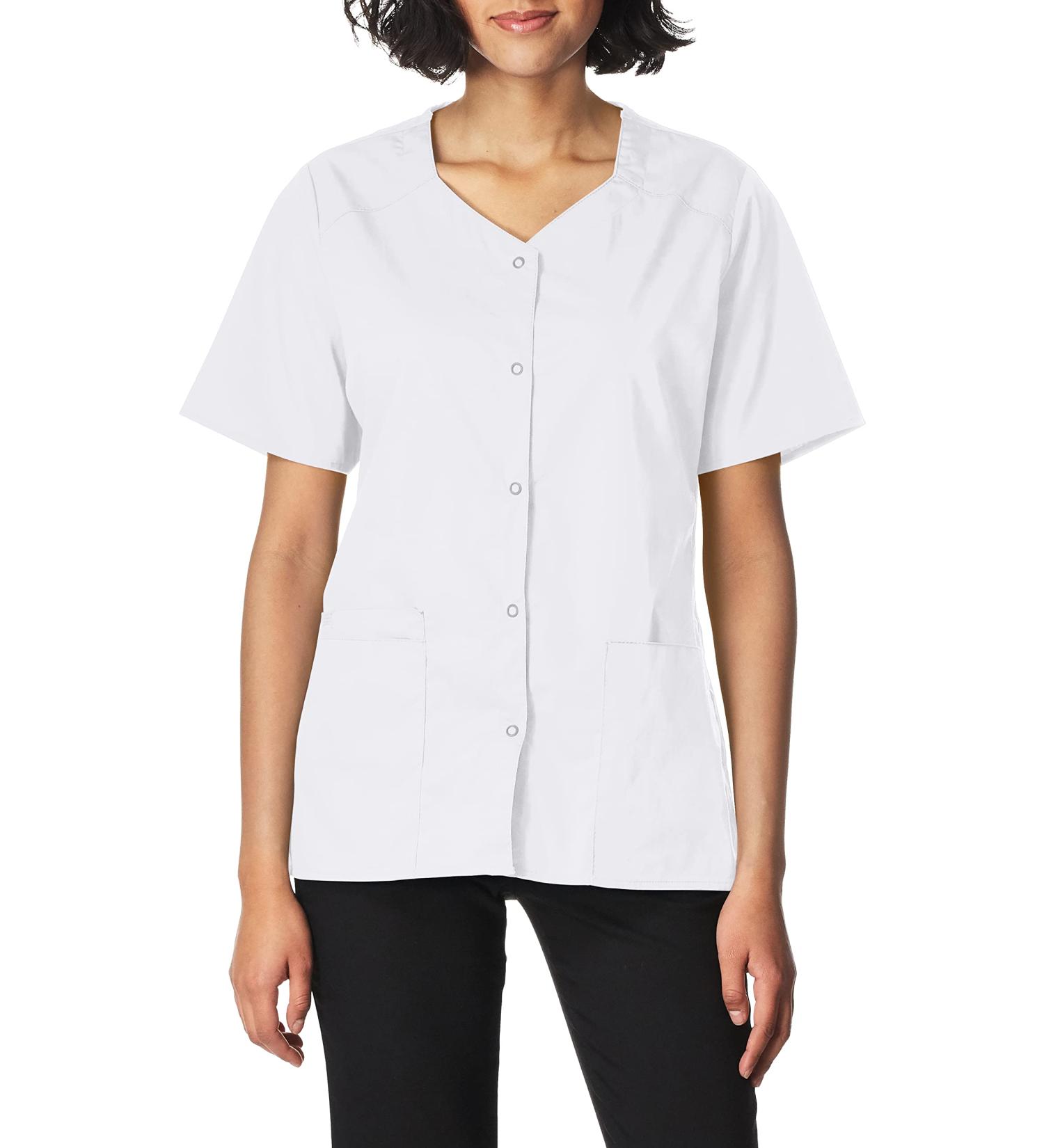 WonderWink Women's Wonderwork Short Sleeve Snap Jacket - Large, White - Buy Online on SooperMarket.com