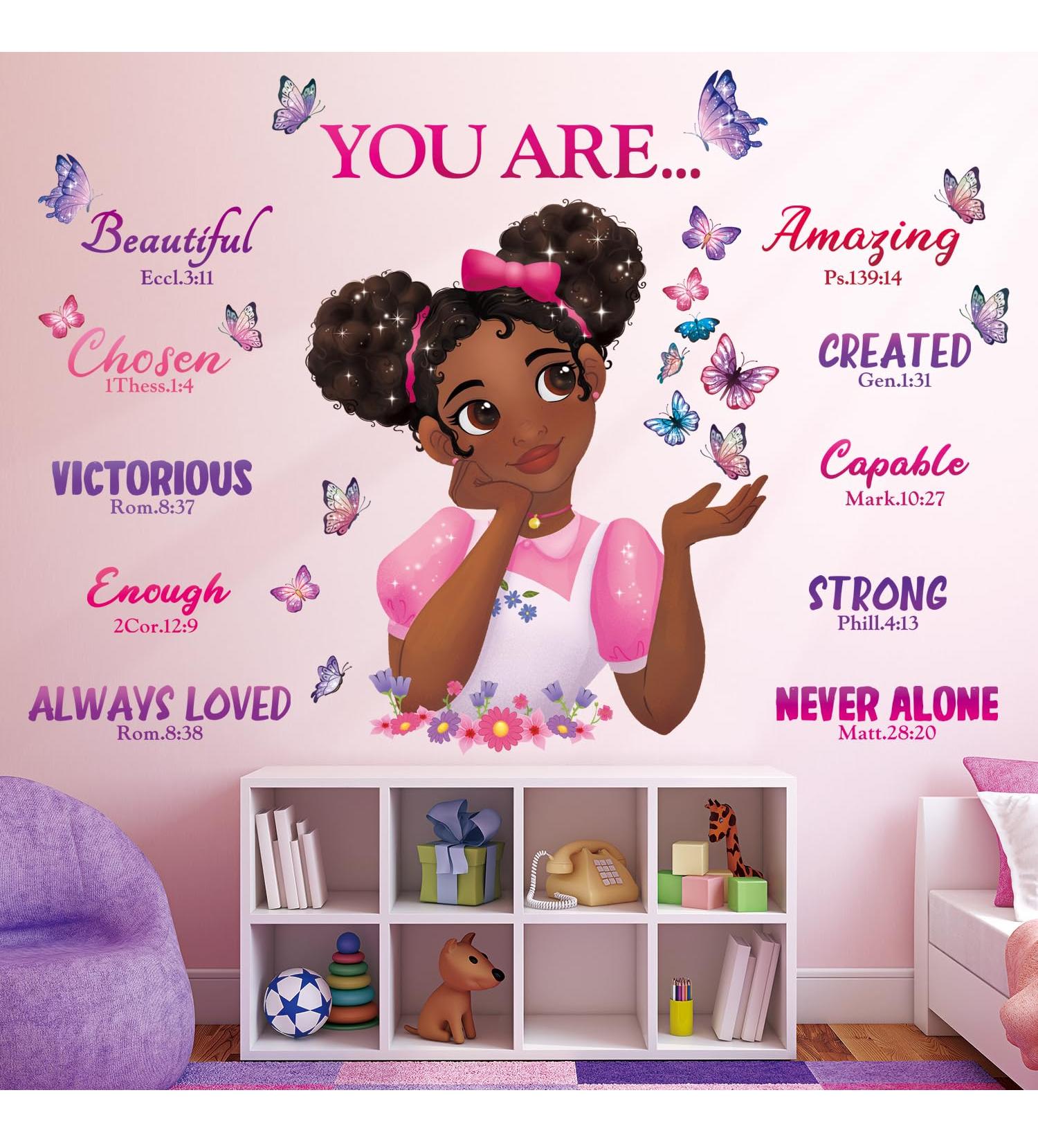 DECOWALL Black Girl Magic Wall Stickers with Butterfly Decals - Inspirational Quotes for Girls Room, Bedroom, Nursery - Home Art D cor - Buy Online on SooperMarket.com
