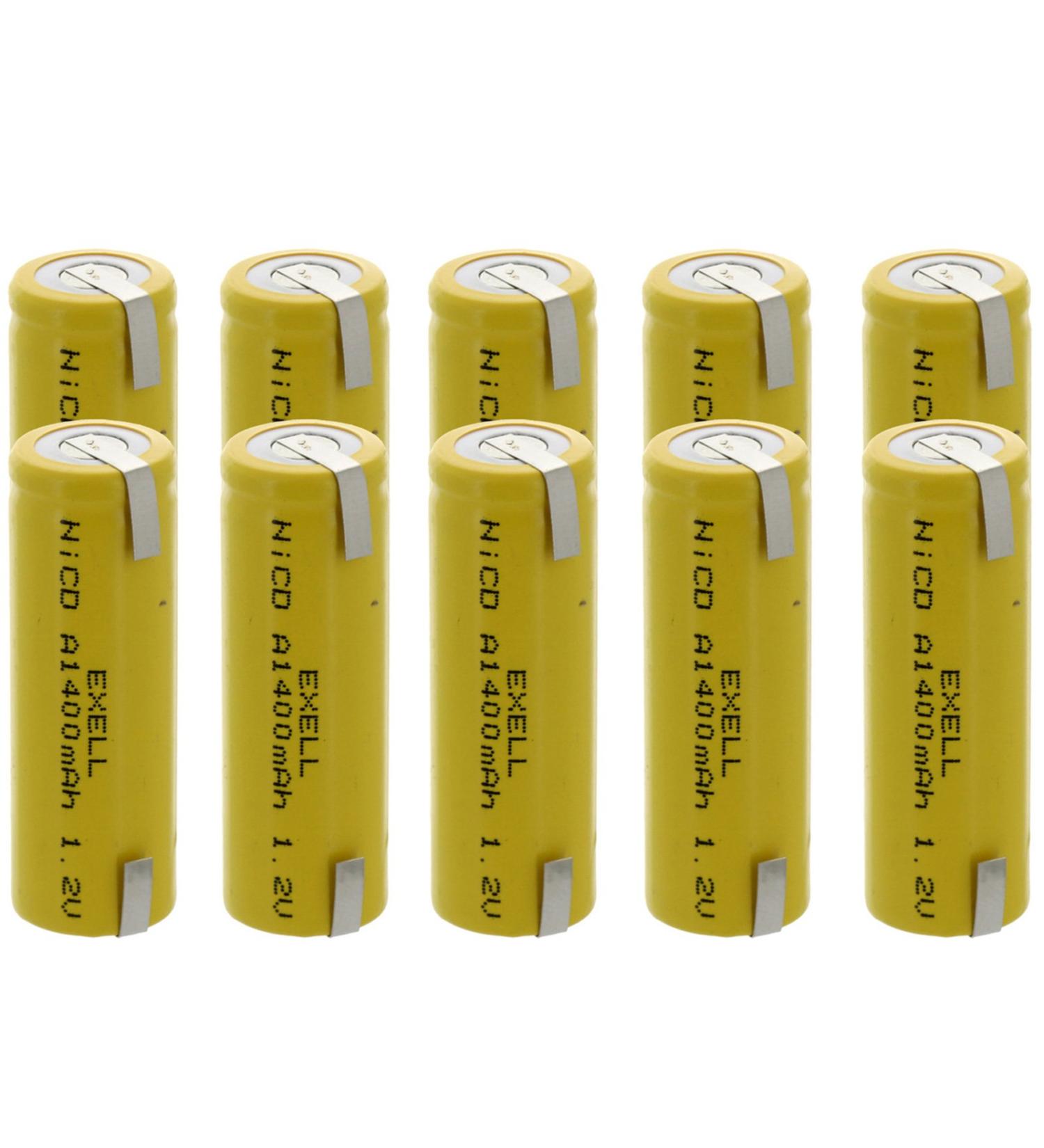 Buy 10x Exell A Size 1.2V 1400mAh NiCD Rechargeable Batteries - Ideal for Meters Radios & Hybrid Vehicles | Fast International Shipping - Buy Online on SooperMarket.com