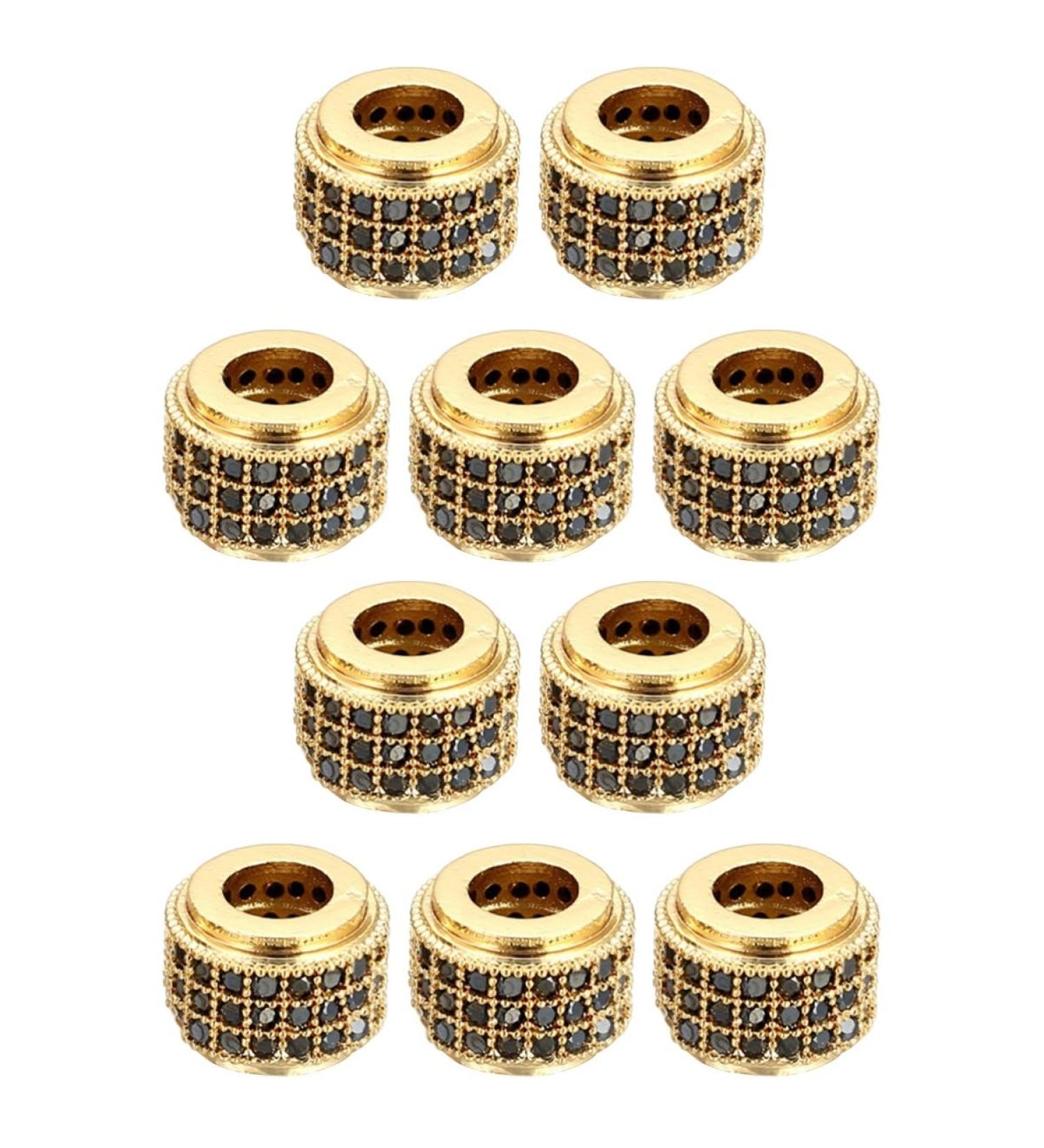 DIYEAH 10 Pcs Crystal Beads Black Ab Rhinestones Rhinestone Loose Bead Charm Bracelet Crystals Bracelet Black Rhinestones Bracelet Accessories Craft Micro Setting Metal Beads Goldenx2pcs 0.6*0.6cmx2pcs - Buy Online on SooperMarket.com