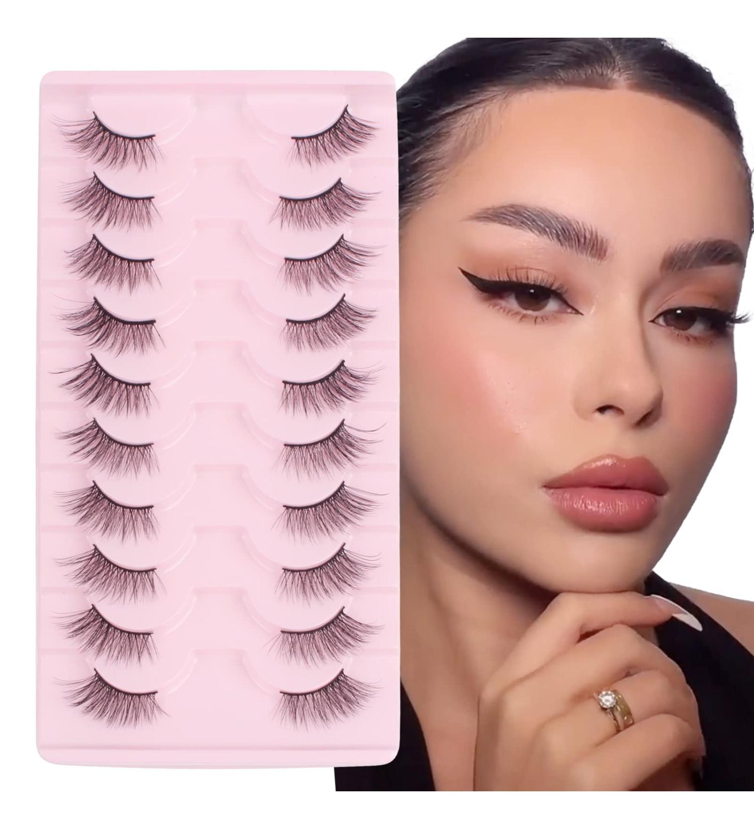 Glowingwin Half Wispy Cat Eye False Eyelashes | Natural Look 10 Pairs Soft Handmade Reusable Faux Mink Corner Lashes - Buy Online on SooperMarket.com