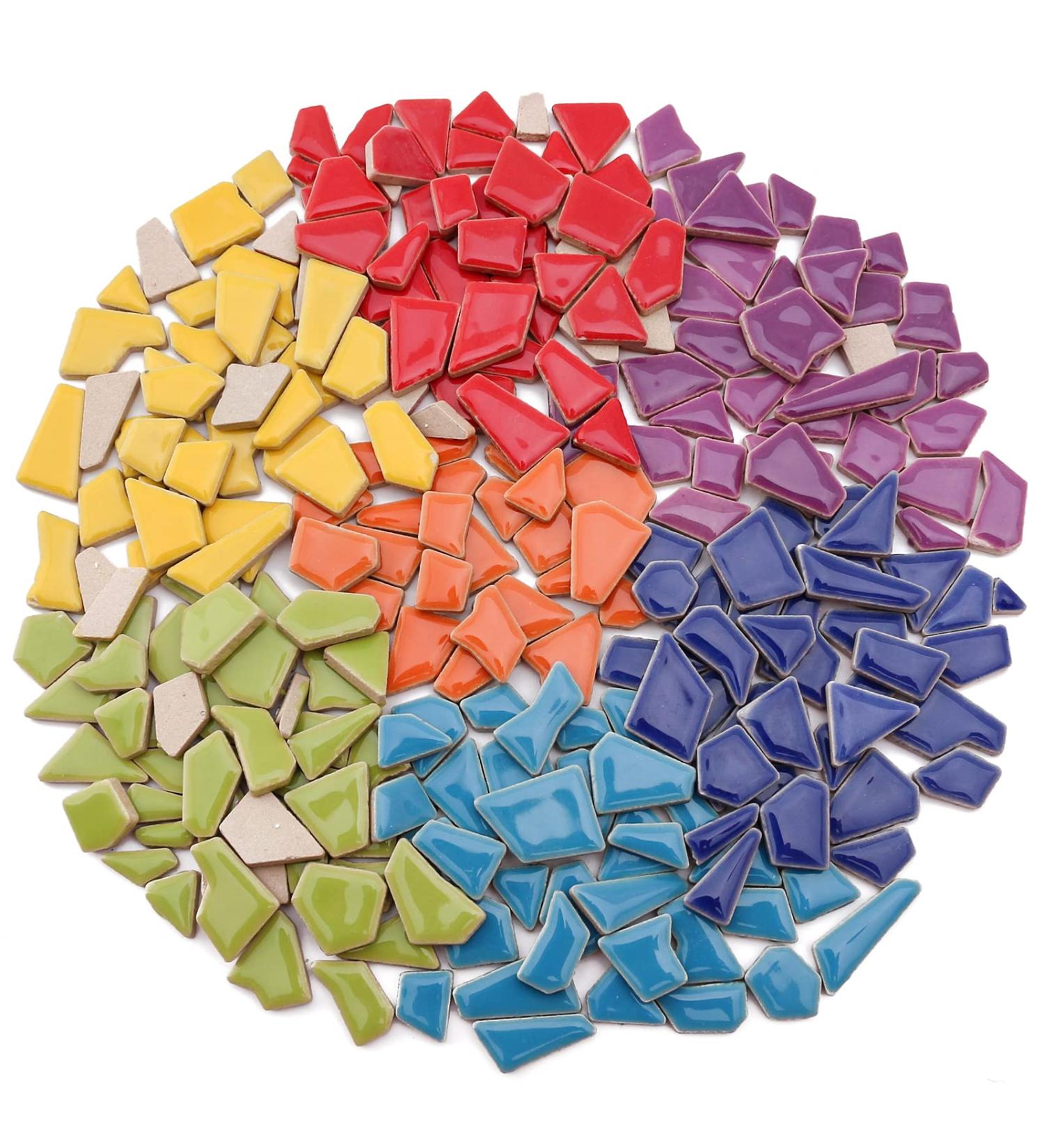 Youway Style 454g Ceramic Mosaic Tiles for Crafts - Bulk Broken Tiles for Mosaic Kits - 1lb Mosaic Craft Supplies - Multicolor - Buy Online on SooperMarket.com