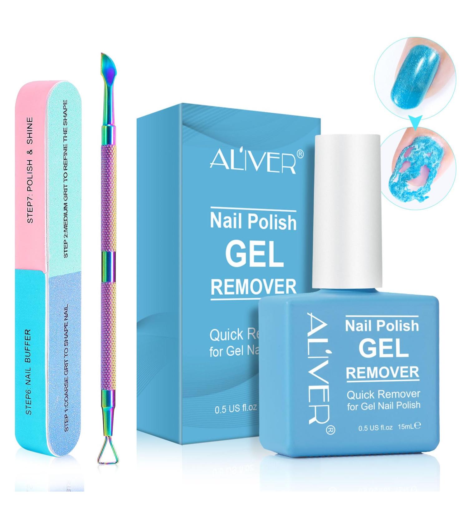 Professional Gel Nail Polish Remover 0.5 Fl Oz - Fast & Gentle Polish Removal with Nail File & Scraper - Perfect for At-Home Use - Buy Online on SooperMarket.com